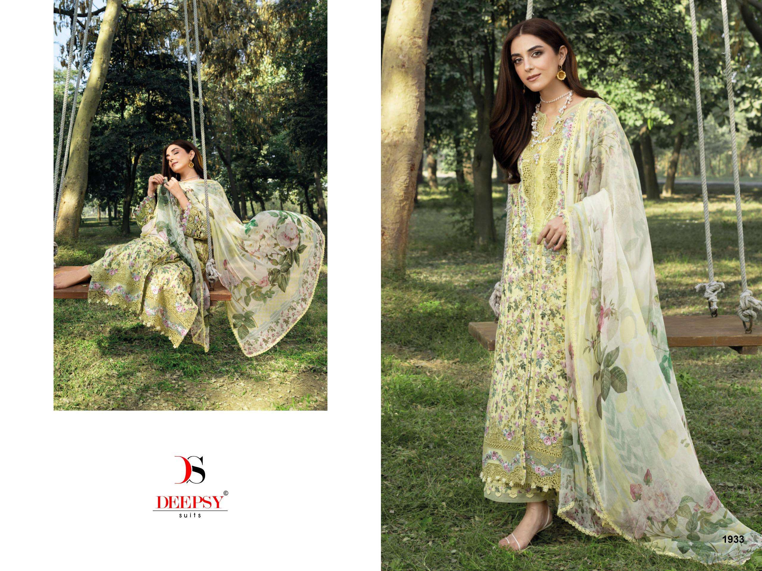 DEEPTEX PRINTS ELAF CHIKANKARI COTTON HEAVY EMBROIDERY DESIGNER WORK SUIT