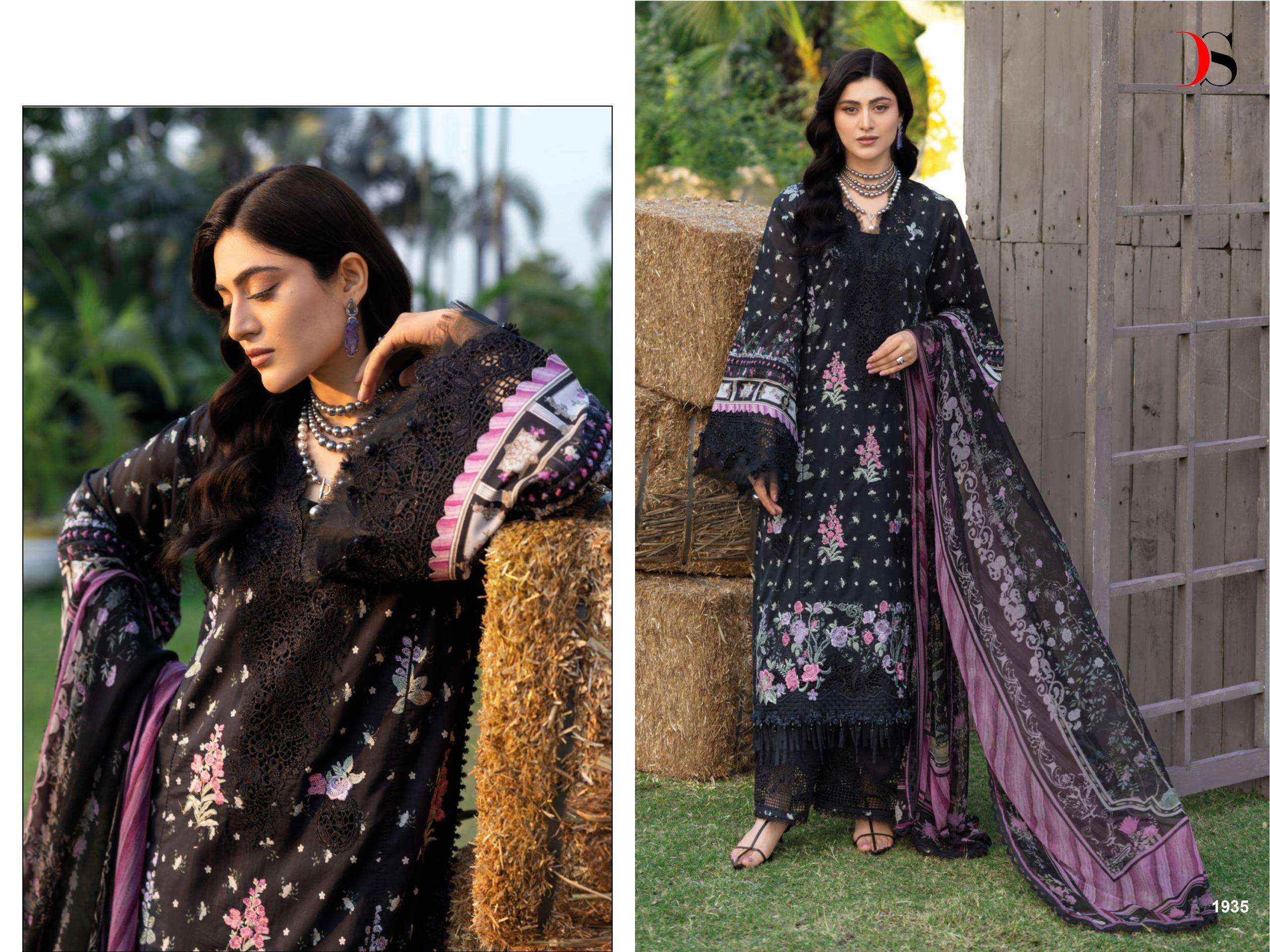 DEEPTEX PRINTS ELAF CHIKANKARI COTTON HEAVY EMBROIDERY DESIGNER WORK SUIT