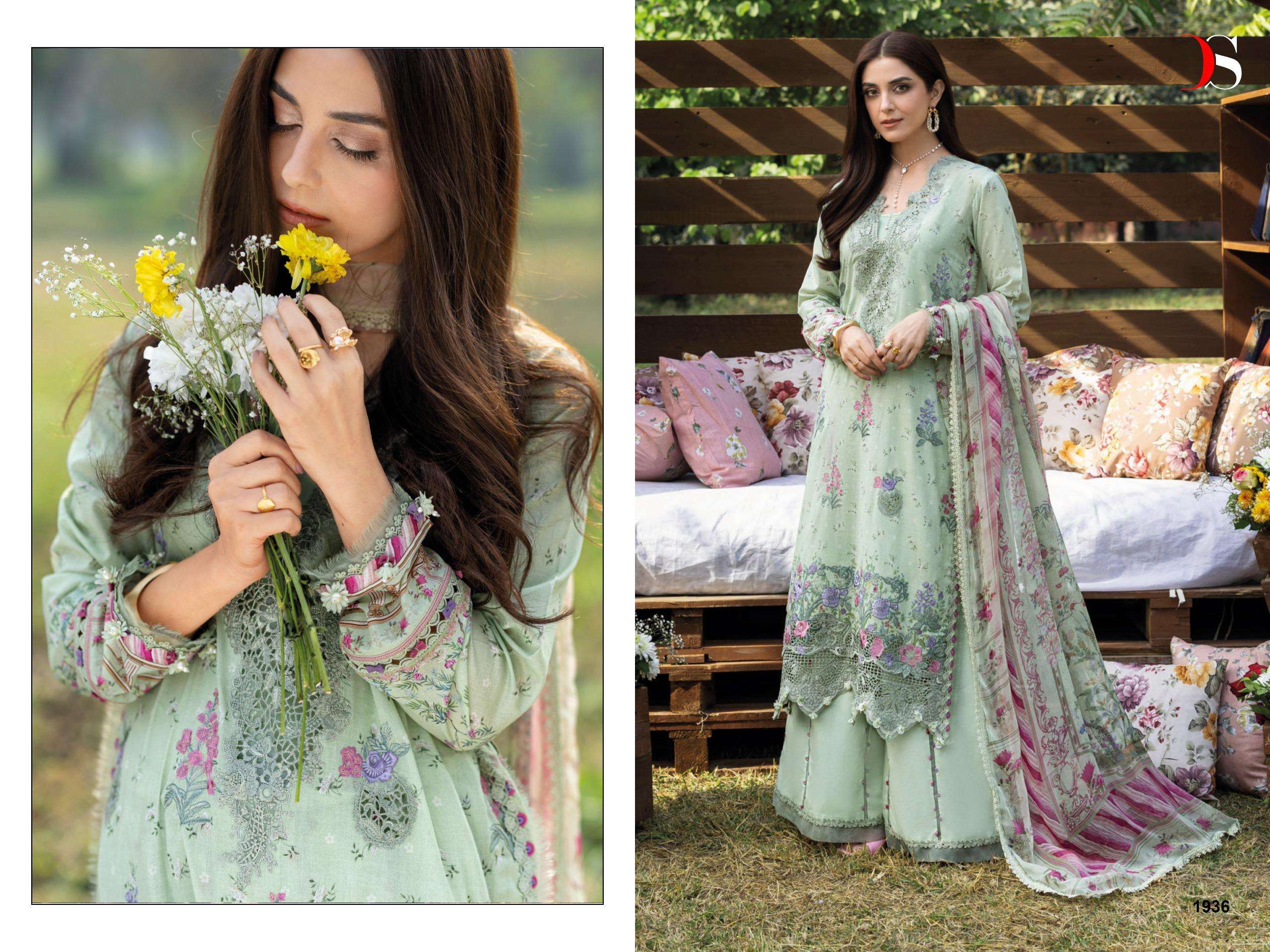 DEEPTEX PRINTS ELAF CHIKANKARI COTTON HEAVY EMBROIDERY DESIGNER WORK SUIT