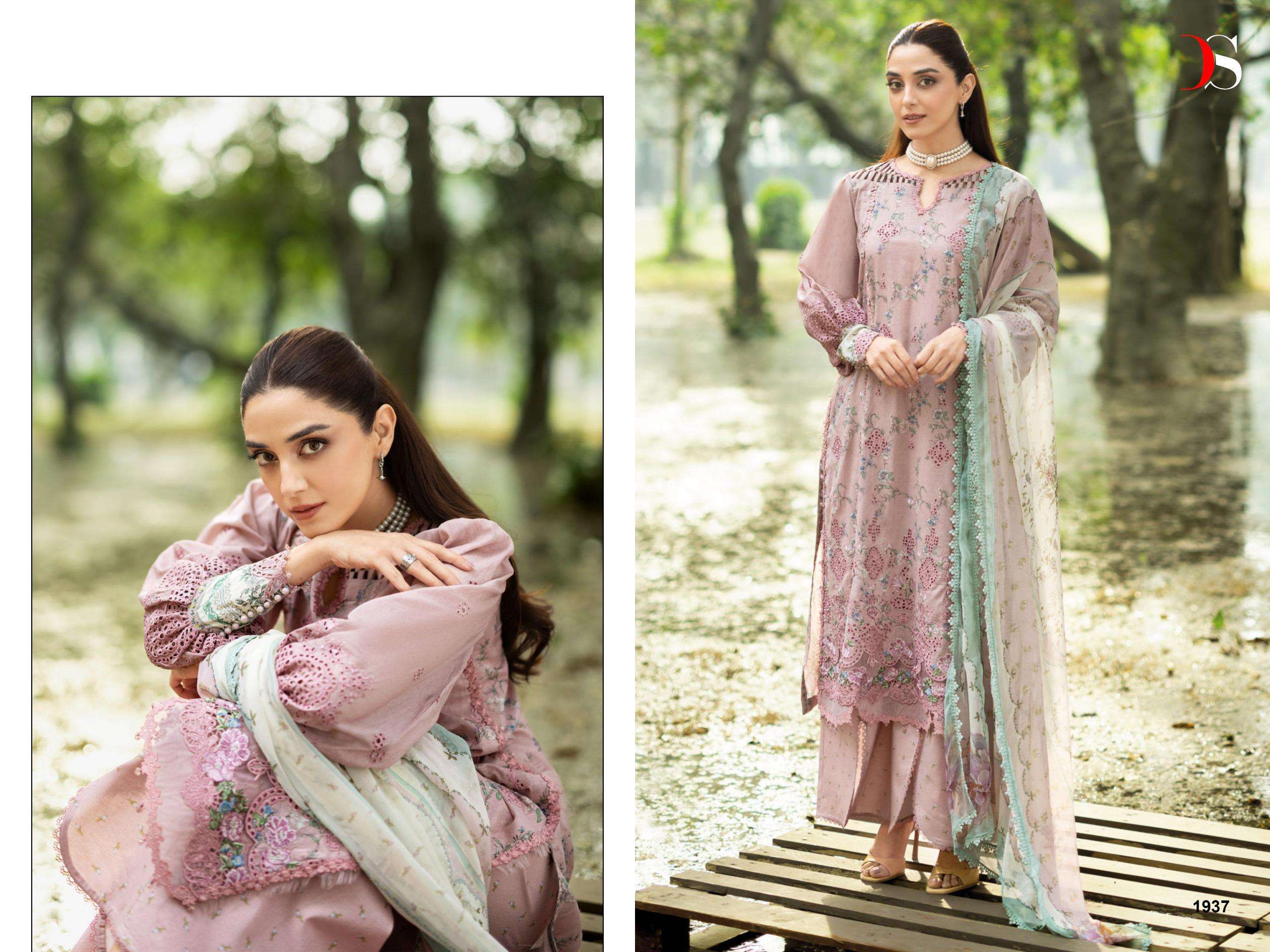 DEEPTEX PRINTS ELAF CHIKANKARI COTTON HEAVY EMBROIDERY DESIGNER WORK SUIT