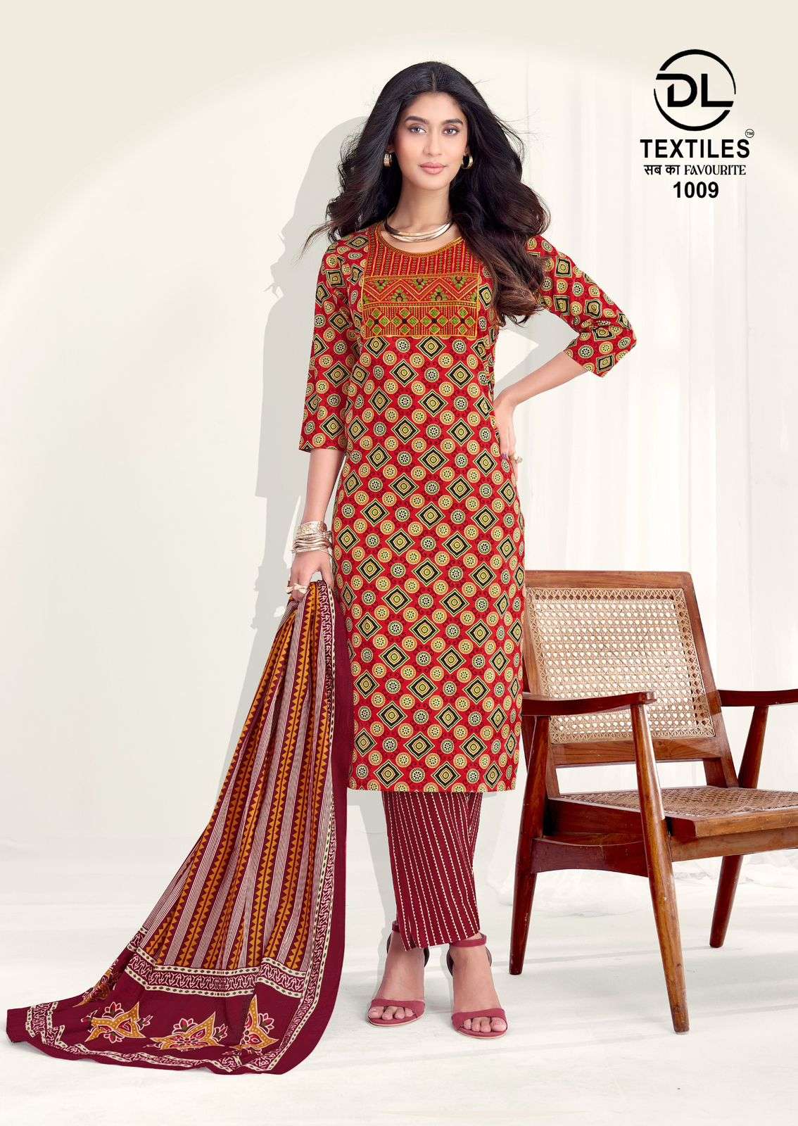 DL TEXTILES ROYAL AJRAKH COTTON PRINTS READY MADE LADIES SUIT