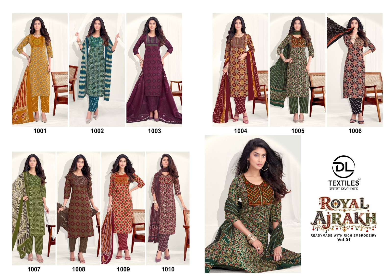 DL TEXTILES ROYAL AJRAKH COTTON PRINTS READY MADE LADIES SUIT