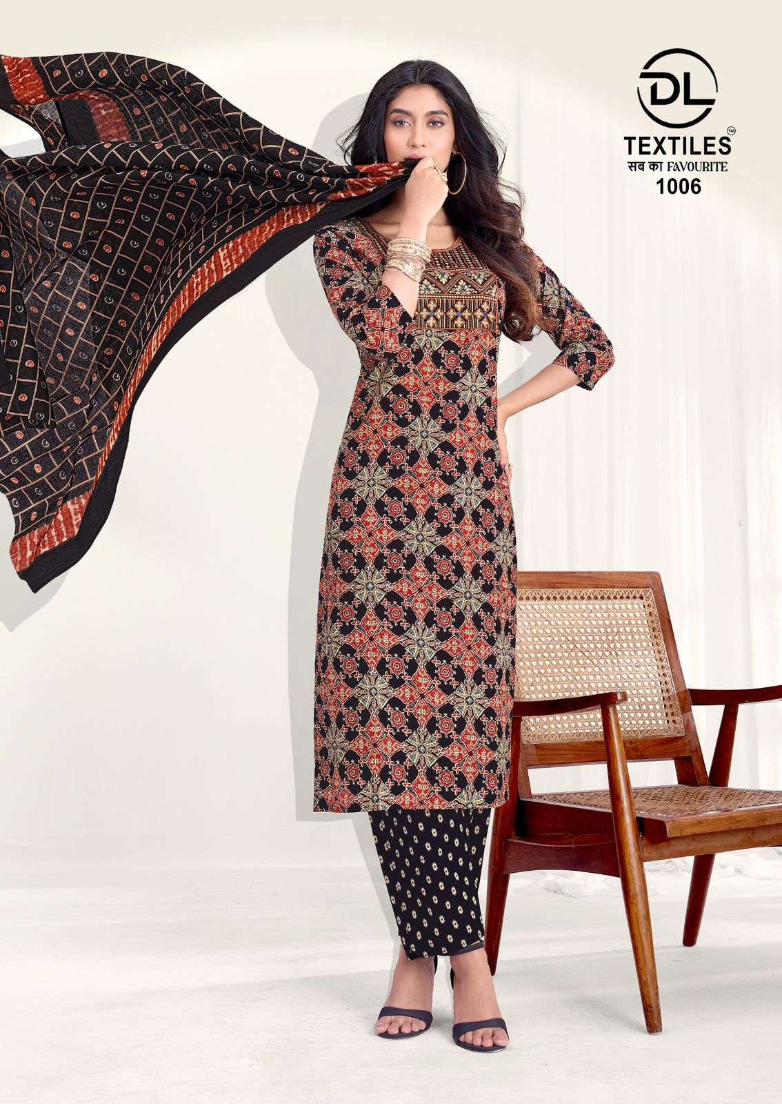 DL TEXTILES ROYAL AJRAKH COTTON PRINTS READY MADE LADIES SUIT