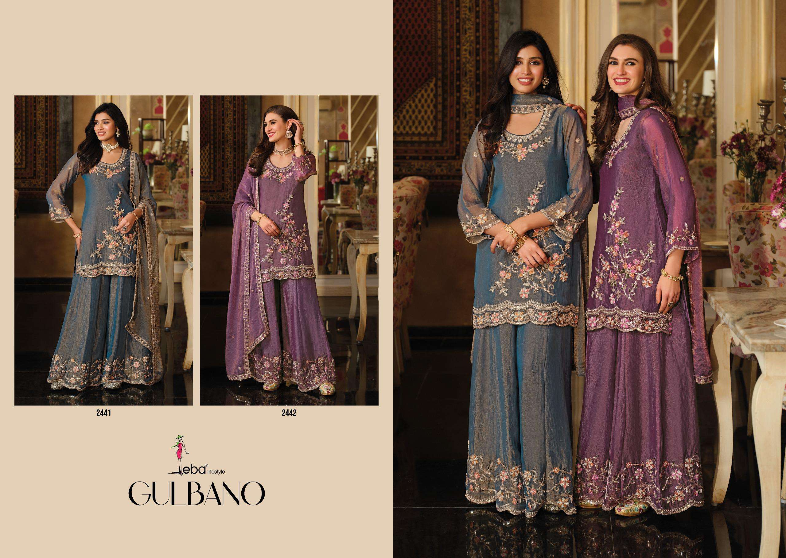 EBA LIFESTYLLE GULBANO HEAVY EMBROIDERED DESIGNER WEDDING WEAR SUIT