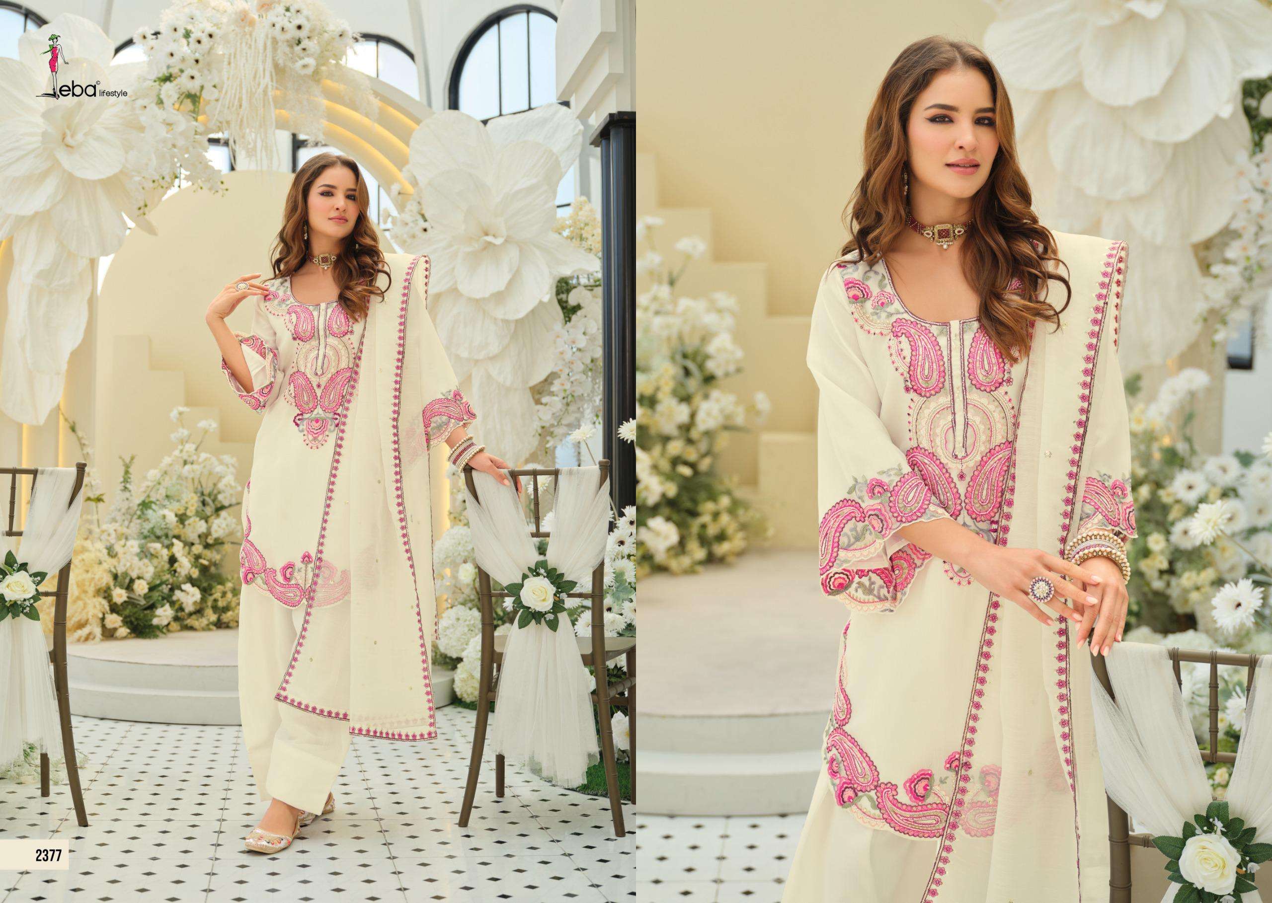 EBA LIFESTYLLE ZAINAB ORGANZA BEAUTIFUL DESIGNER WORK READY MADE LADIES SUIT