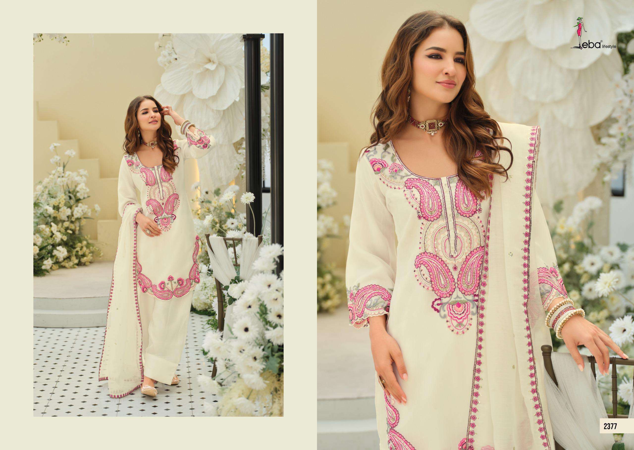 EBA LIFESTYLLE ZAINAB ORGANZA BEAUTIFUL DESIGNER WORK READY MADE LADIES SUIT