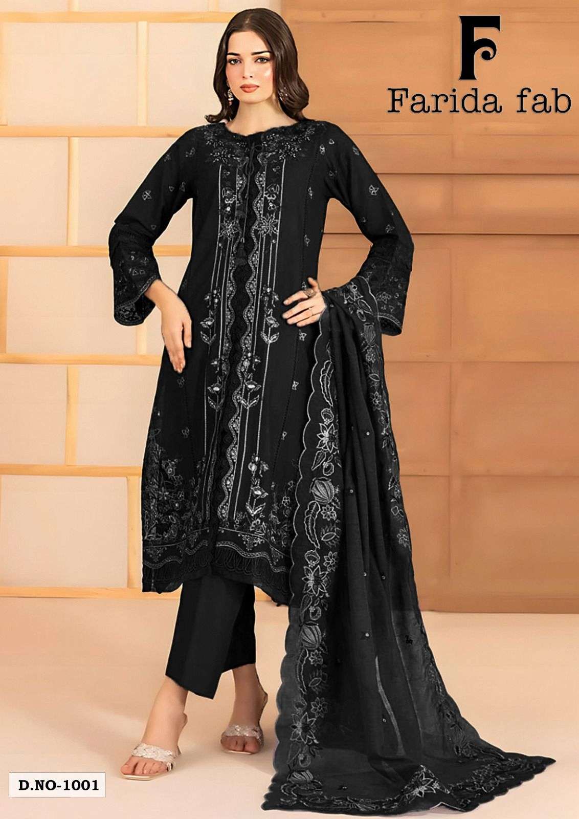 FARIDA FAB BLACK AND WHITE HEAVY LUXURY LAWN READY MADE COLLECTION 