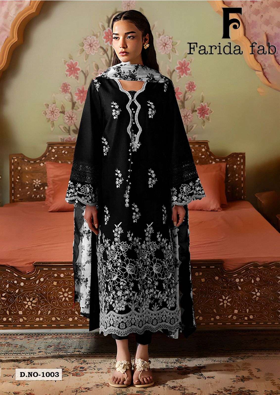 FARIDA FAB BLACK AND WHITE HEAVY LUXURY LAWN READY MADE COLLECTION 