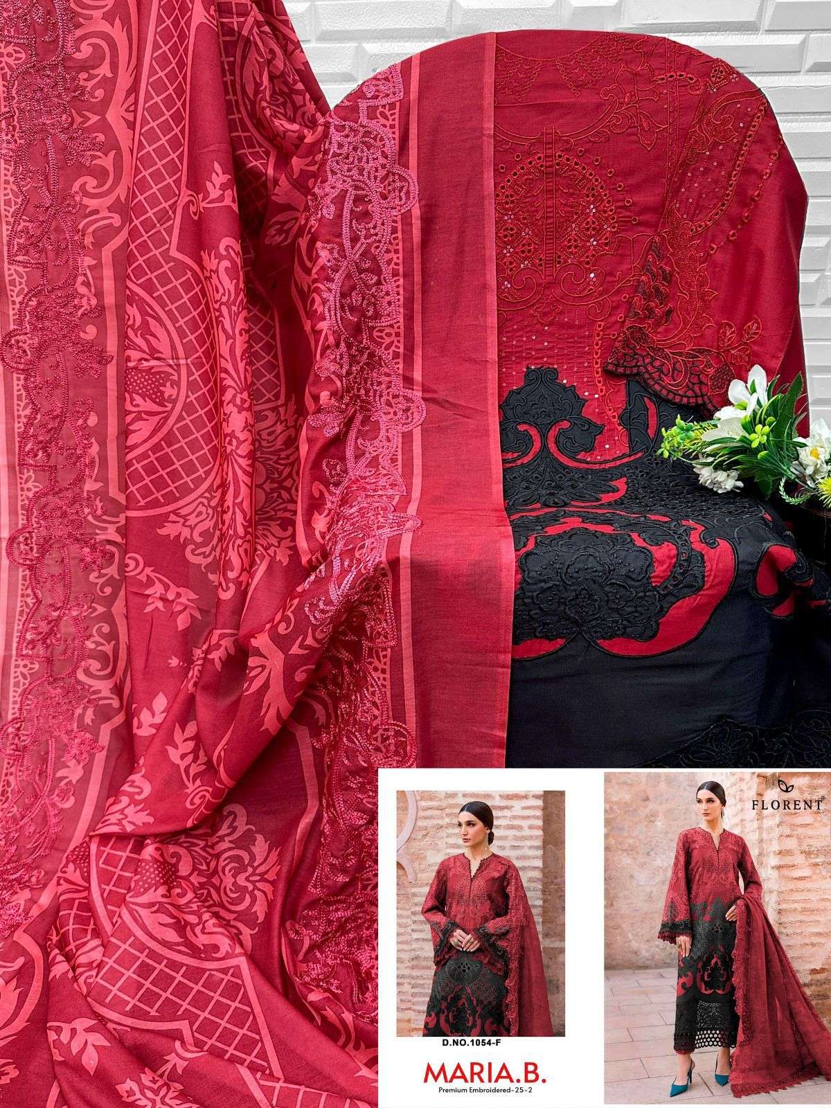 FLORENT D NO 1054 EFG COTTON HEAVY EMBROIDERY DESIGNER WORK SUIT