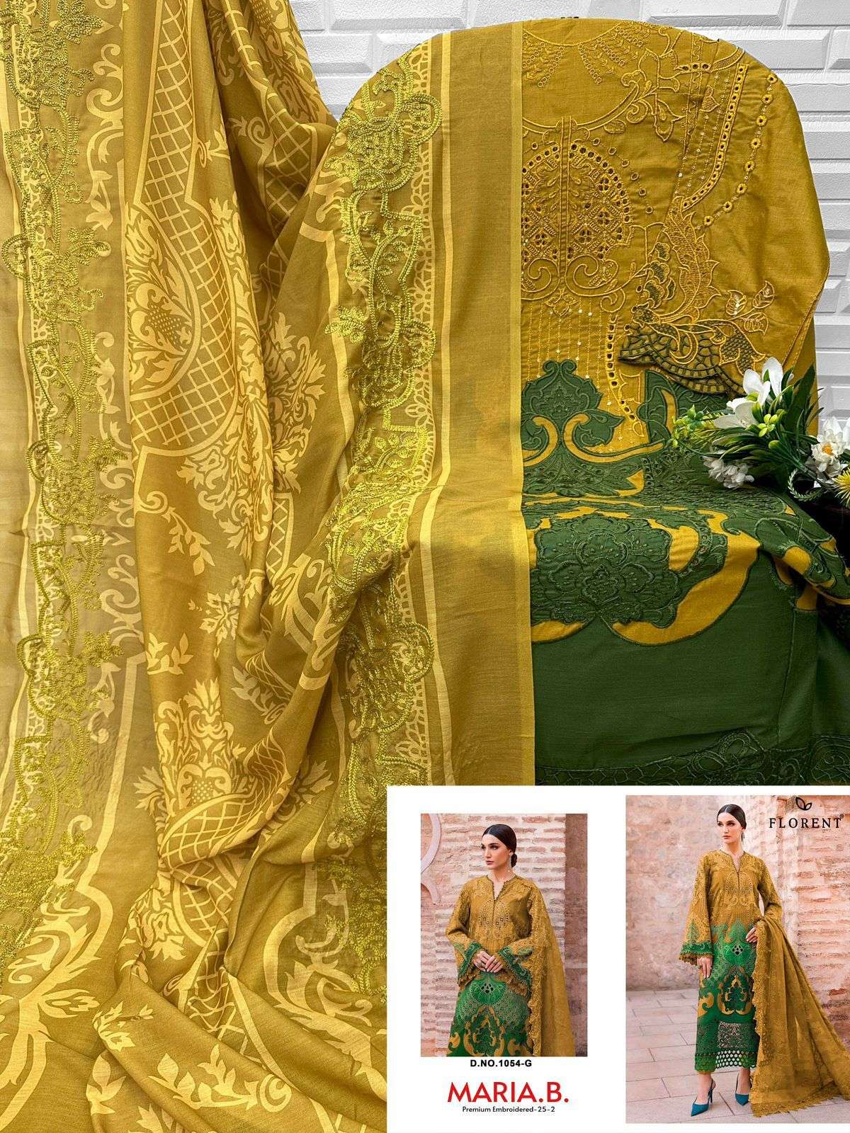 FLORENT D NO 1054 EFG COTTON HEAVY EMBROIDERY DESIGNER WORK SUIT
