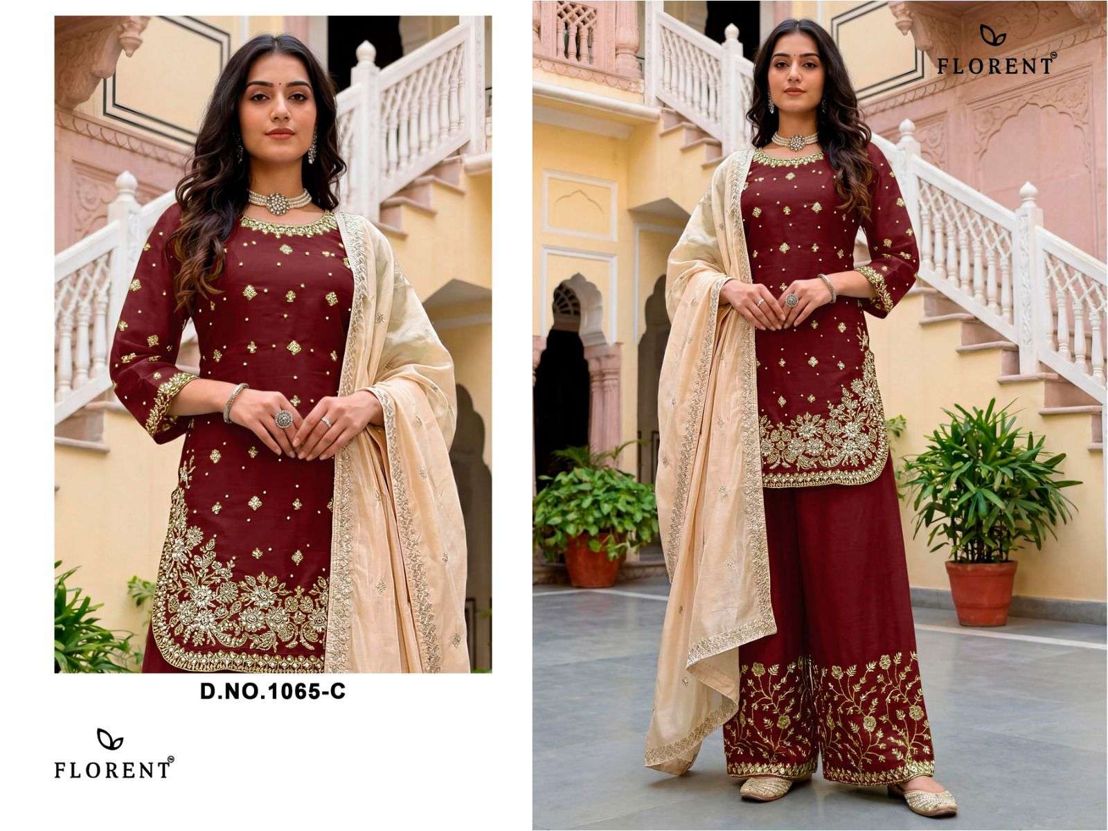 FLORENT D NO 1065 JIMMY SILK EMBROIDERY DESIGNER READY MADE PAKISTANI SUIT