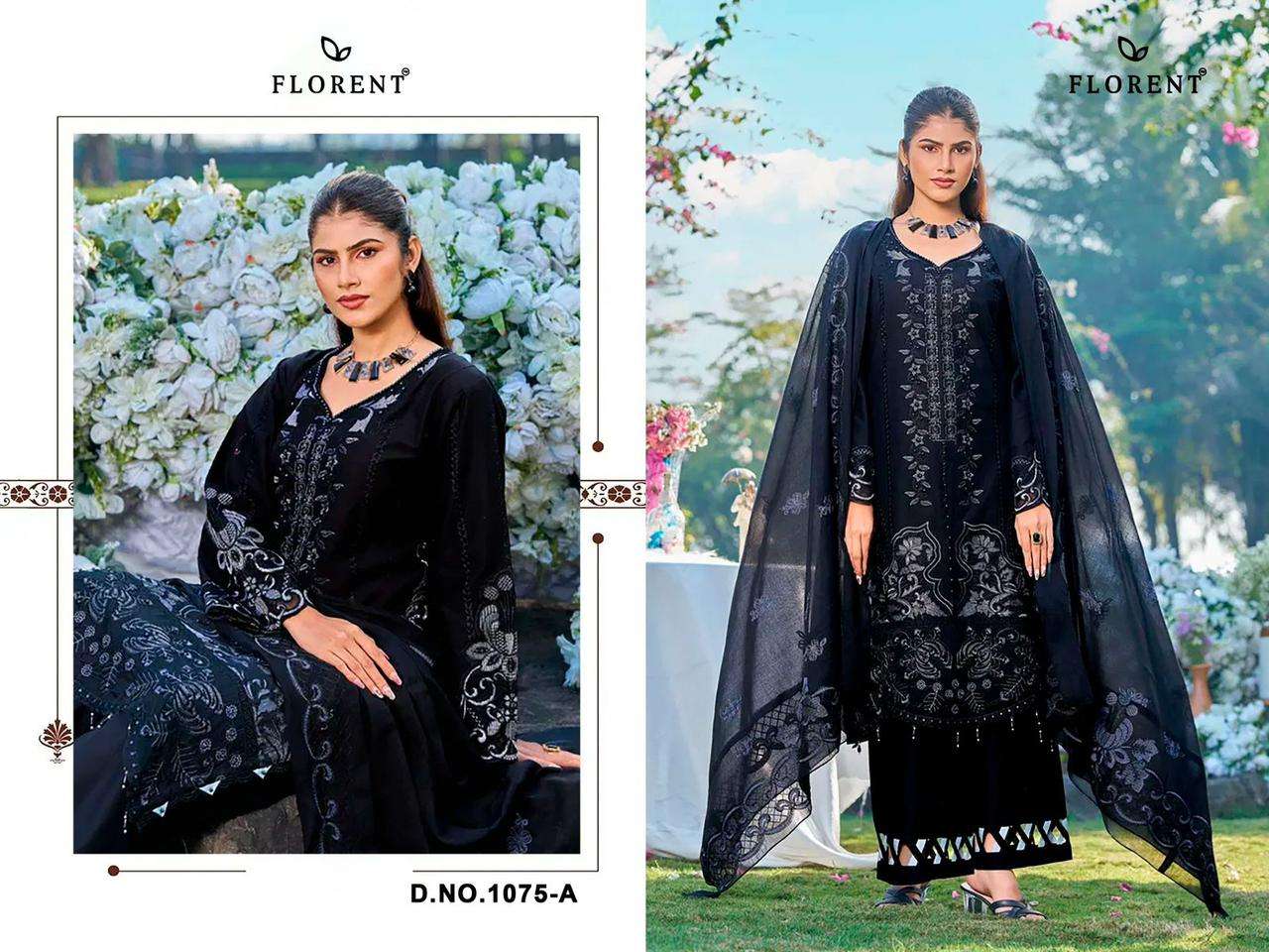 FLORENT D NO 1075 COTTON WITH HEAVY EMBROIDERY WORK SUIT
