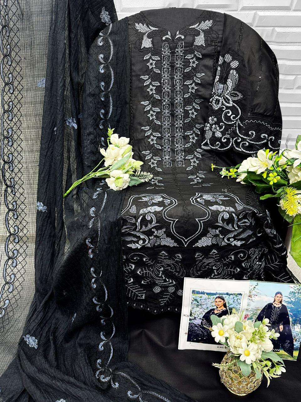 FLORENT D NO 1075 COTTON WITH HEAVY EMBROIDERY WORK SUIT