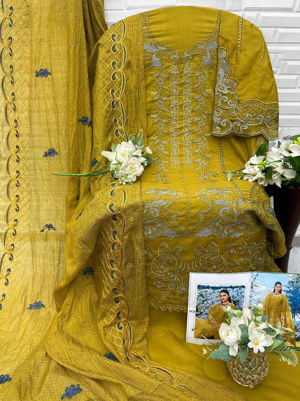 FLORENT D NO 1075 COTTON WITH HEAVY EMBROIDERY WORK SUIT