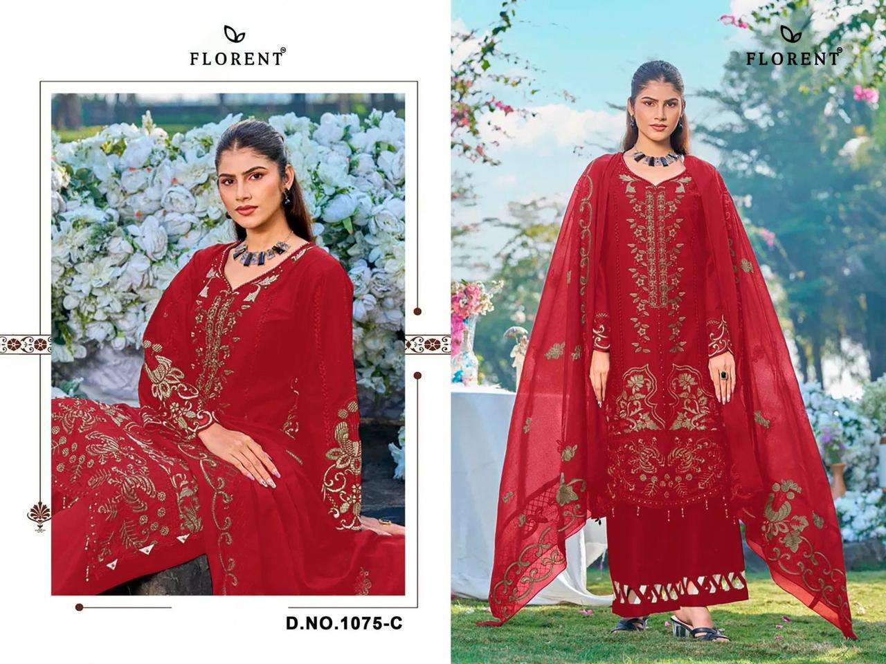 FLORENT D NO 1075 COTTON WITH HEAVY EMBROIDERY WORK SUIT