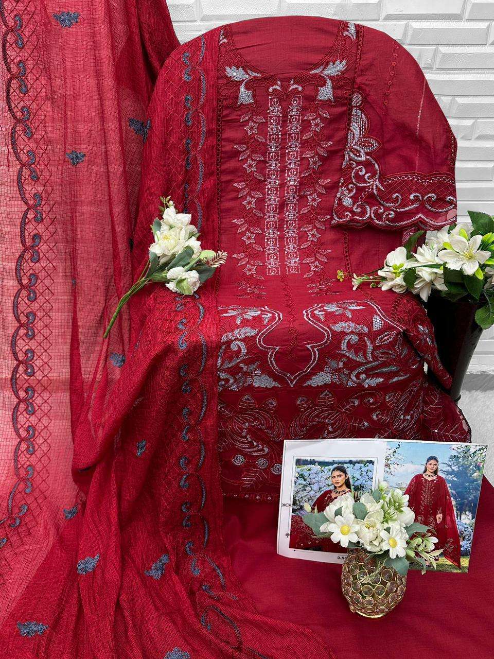 FLORENT D NO 1075 COTTON WITH HEAVY EMBROIDERY WORK SUIT