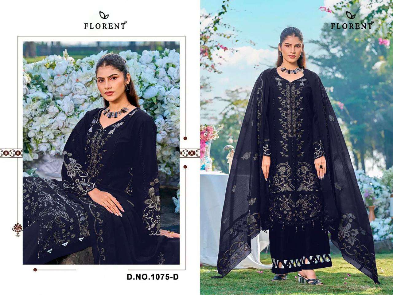 FLORENT D NO 1075 COTTON WITH HEAVY EMBROIDERY WORK SUIT