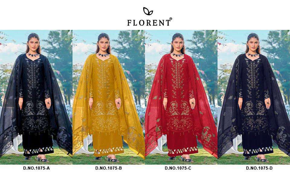 FLORENT D NO 1075 COTTON WITH HEAVY EMBROIDERY WORK SUIT