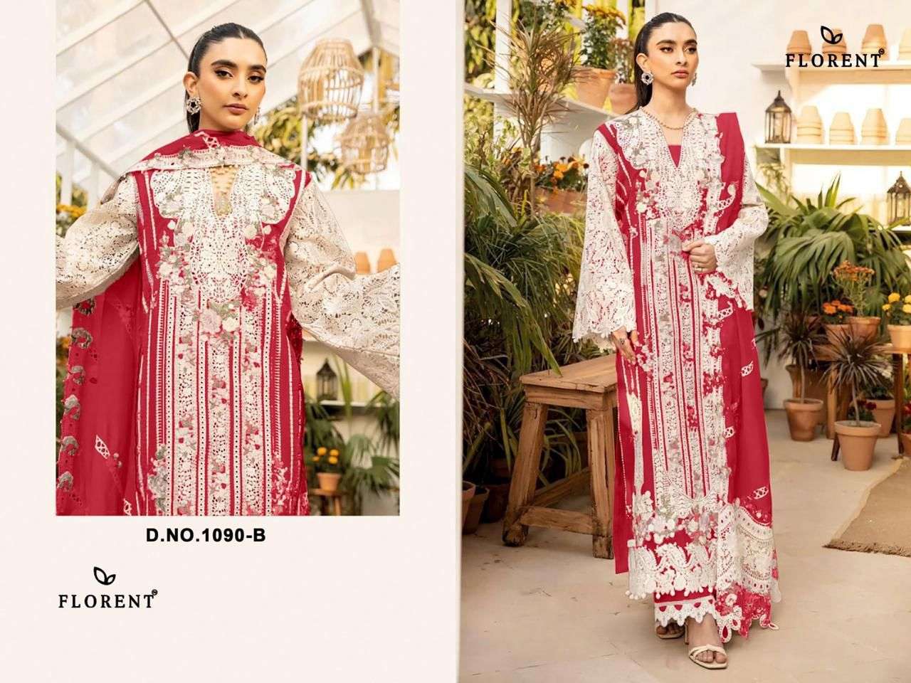 FLORENT D NO 1090 COTTON WITH HEAVY EMBROIDERY WORK PAKISTANI SUIT