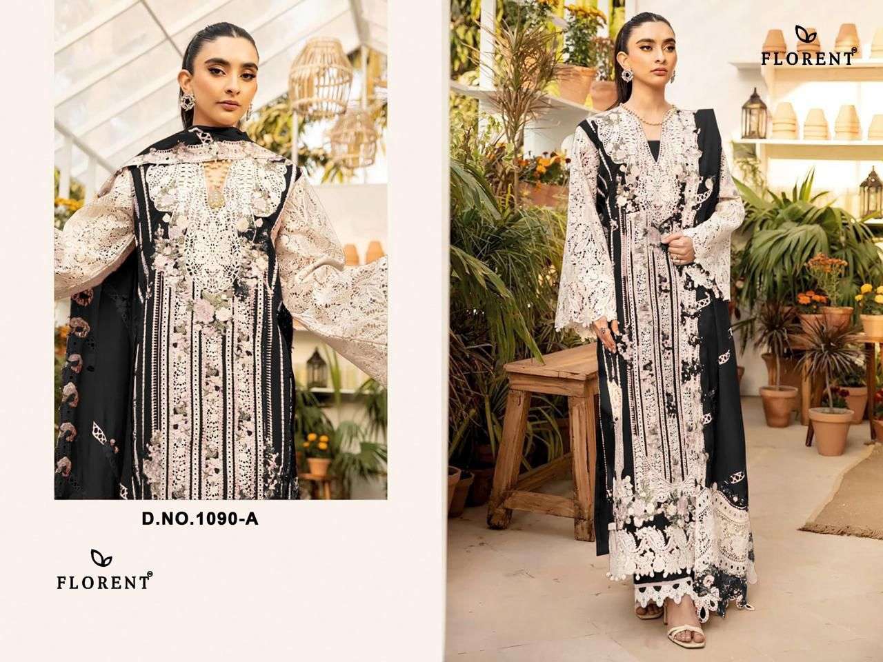 FLORENT D NO 1090 COTTON WITH HEAVY EMBROIDERY WORK PAKISTANI SUIT