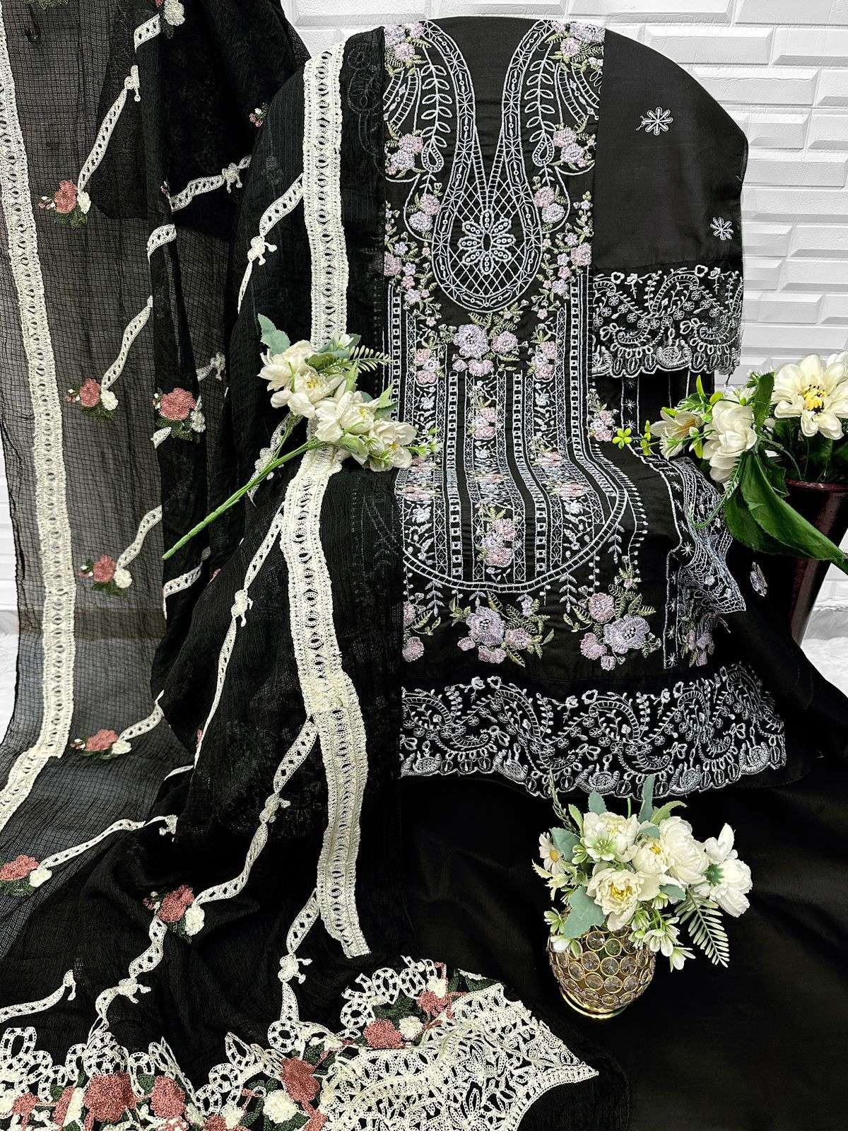 FLORENT D NO 1090 COTTON WITH HEAVY EMBROIDERY WORK PAKISTANI SUIT