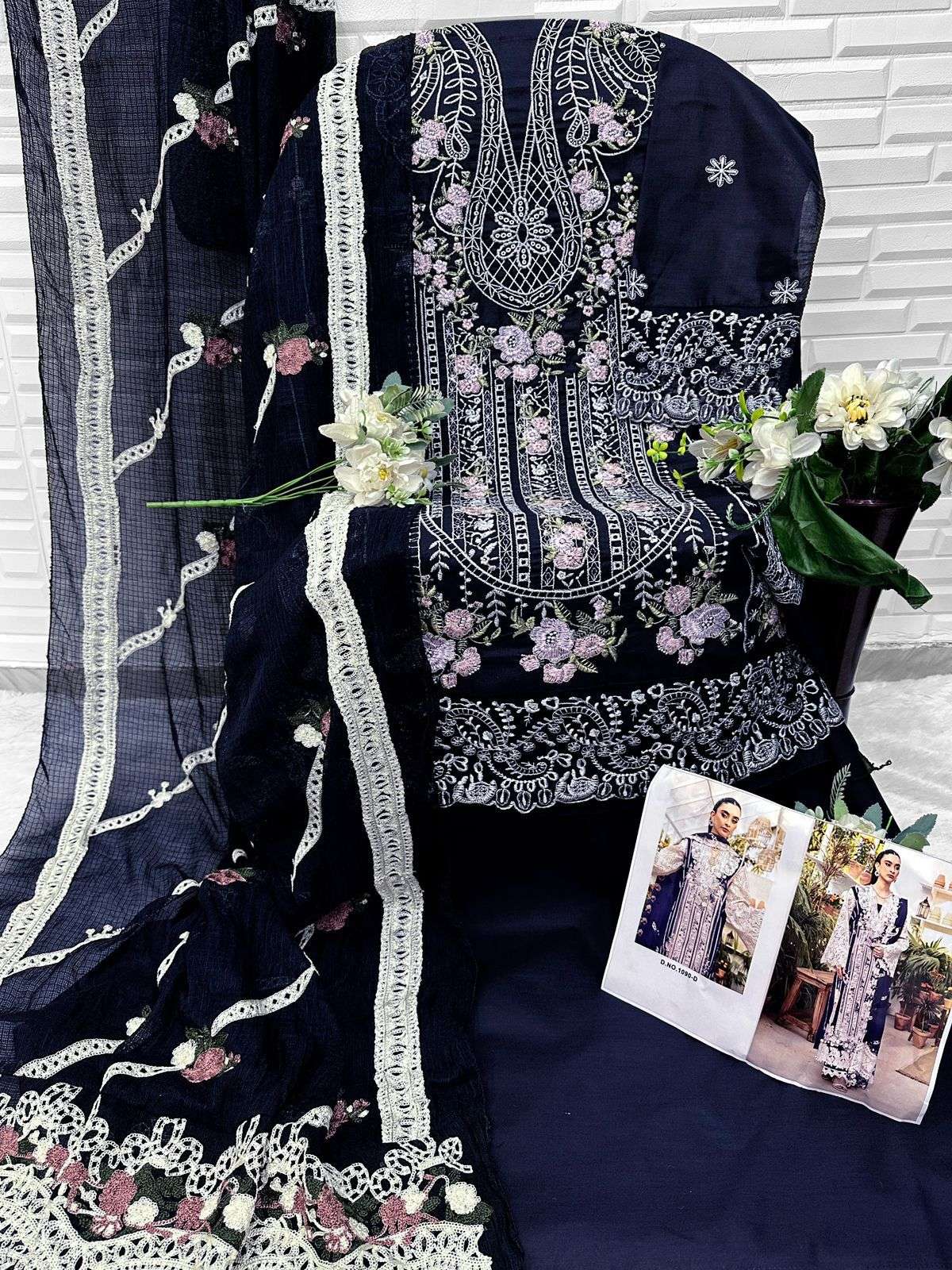 FLORENT D NO 1090 COTTON WITH HEAVY EMBROIDERY WORK PAKISTANI SUIT