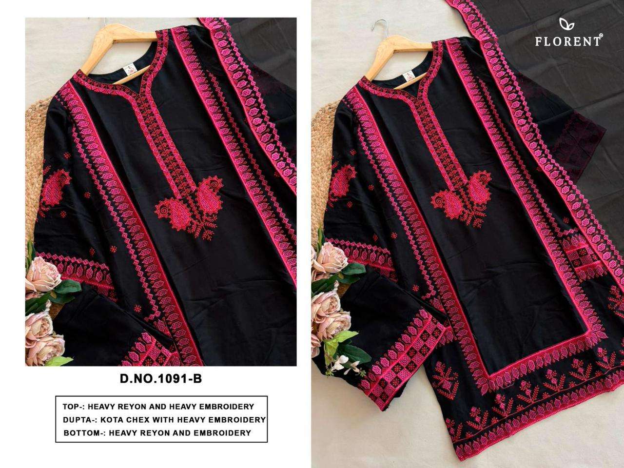 FLORENT D NO 1091 RAYON HEAVY EMBROIDERY WORK READY MADE SUIT