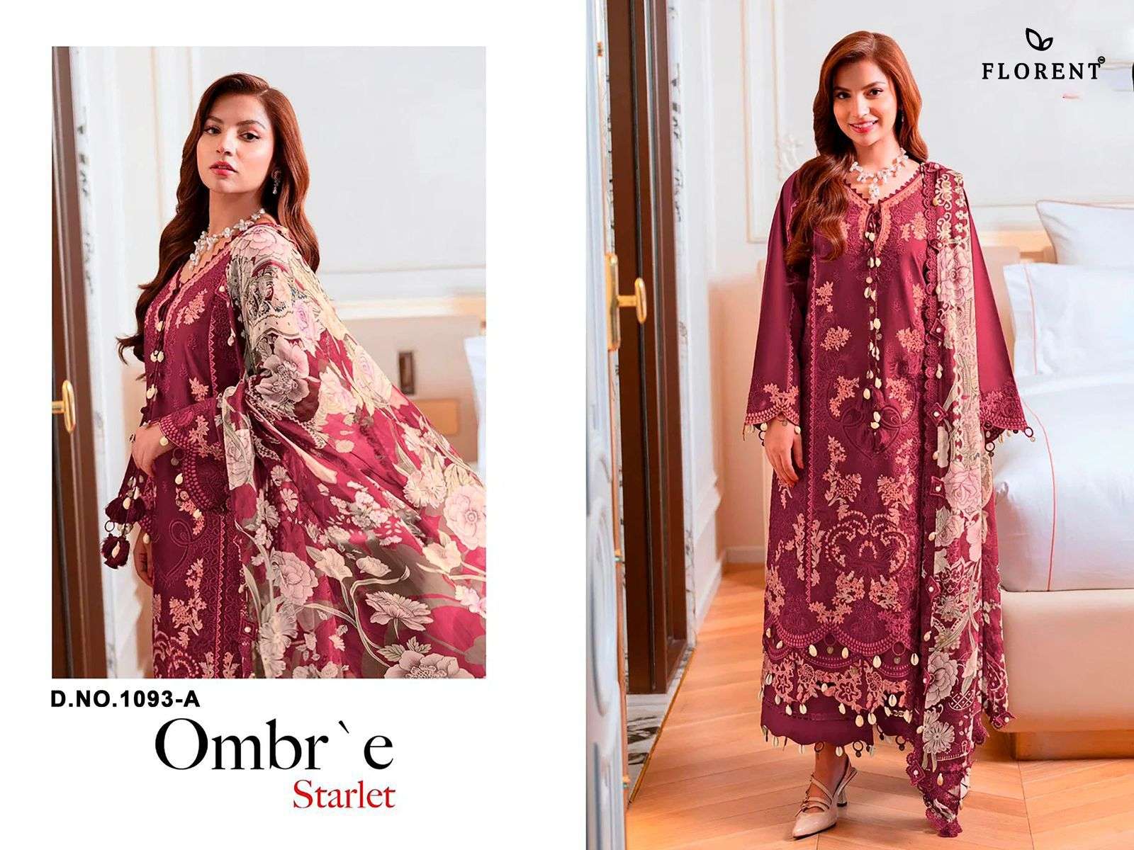 FLORENT D NO 1093 COTTON WITH HEAVY EMBROIDERY DESIGNER PAKISTANI SUIT