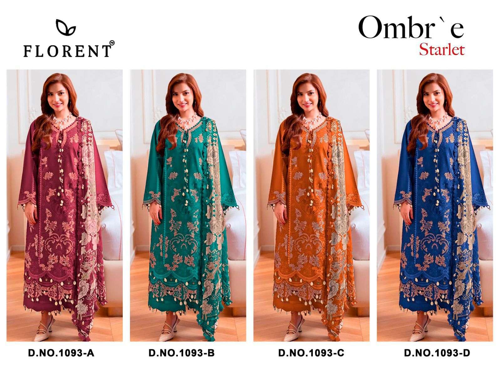 FLORENT D NO 1093 COTTON WITH HEAVY EMBROIDERY DESIGNER PAKISTANI SUIT