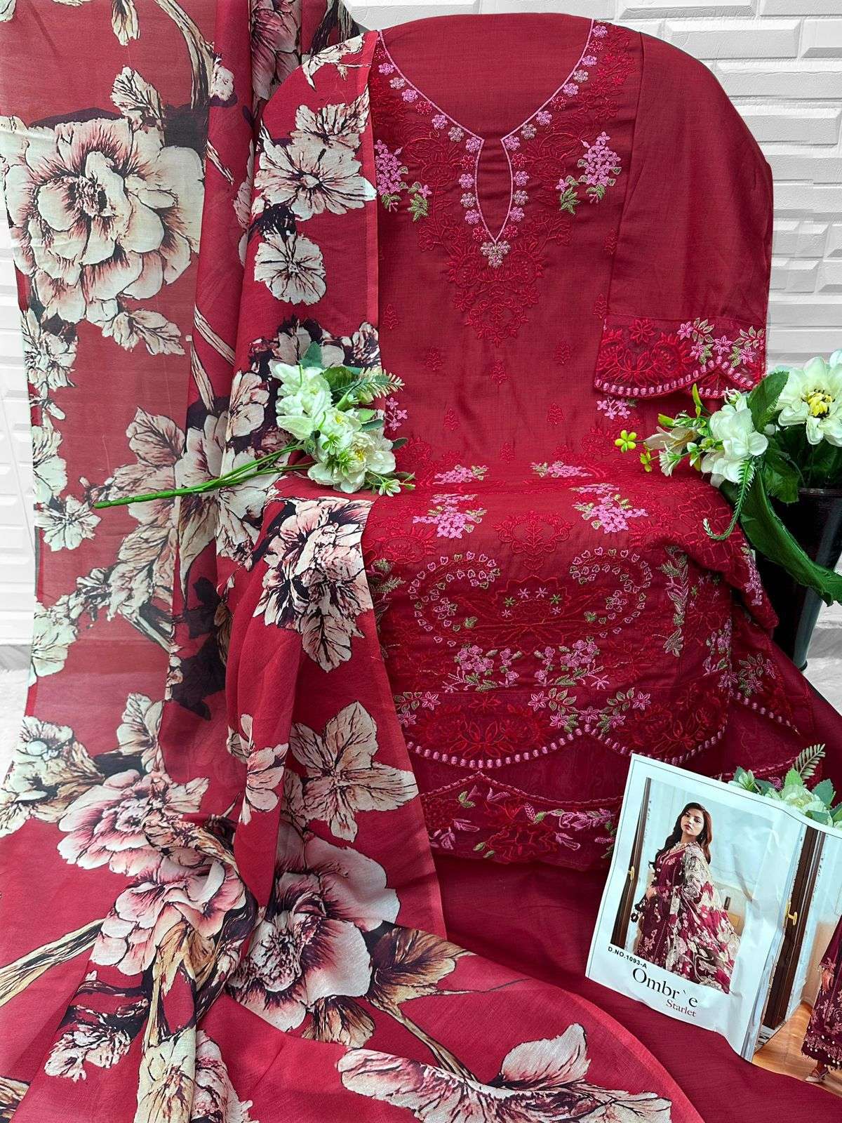 FLORENT D NO 1093 COTTON WITH HEAVY EMBROIDERY DESIGNER PAKISTANI SUIT