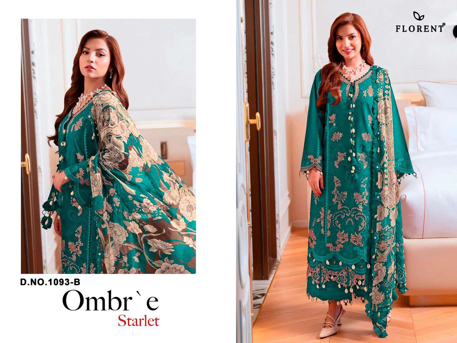 FLORENT D NO 1093 COTTON WITH HEAVY EMBROIDERY DESIGNER PAKISTANI SUIT