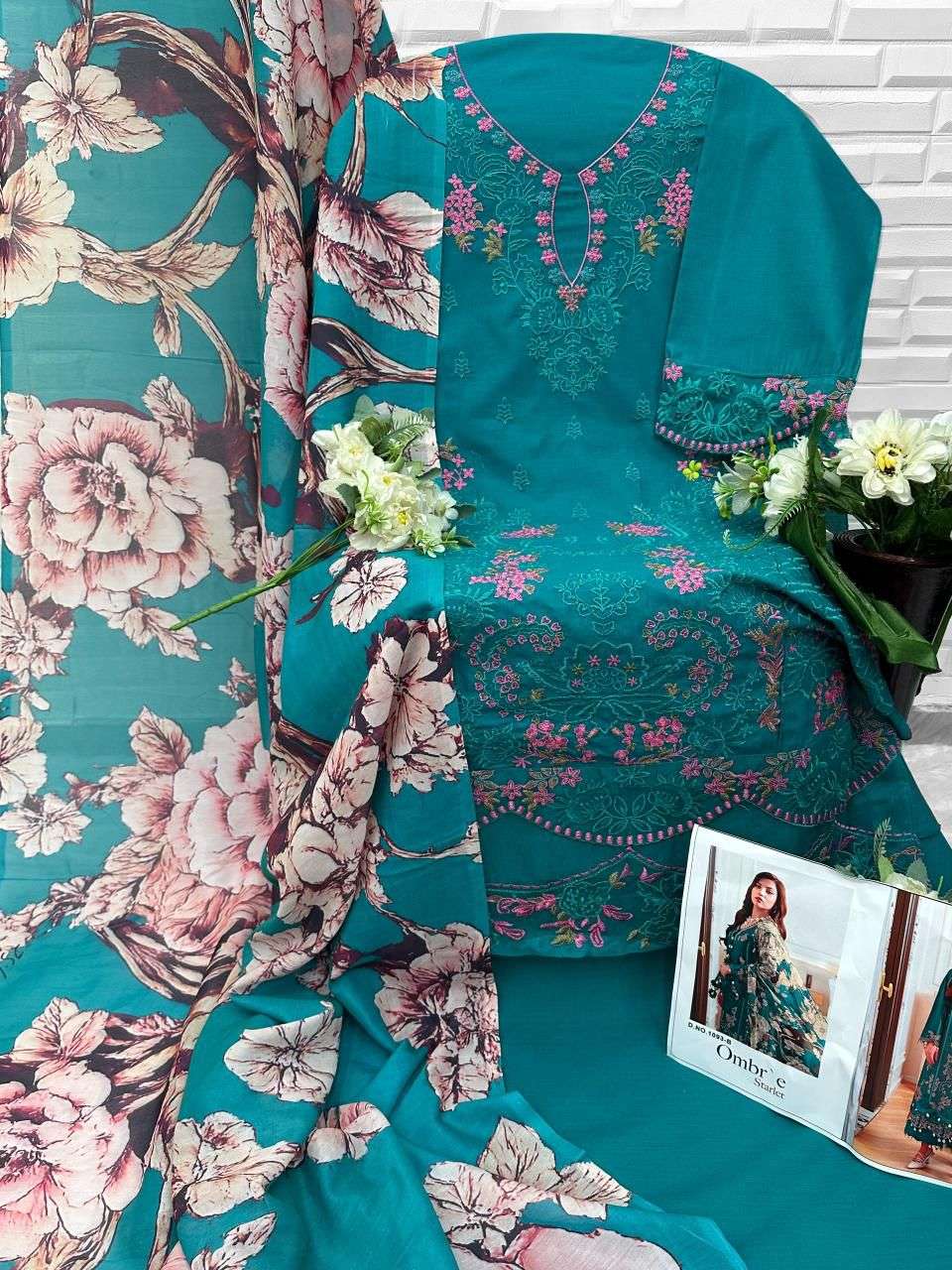 FLORENT D NO 1093 COTTON WITH HEAVY EMBROIDERY DESIGNER PAKISTANI SUIT