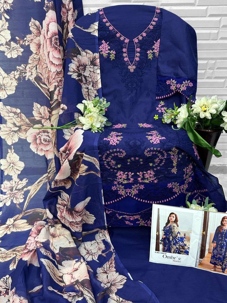 FLORENT D NO 1093 COTTON WITH HEAVY EMBROIDERY DESIGNER PAKISTANI SUIT
