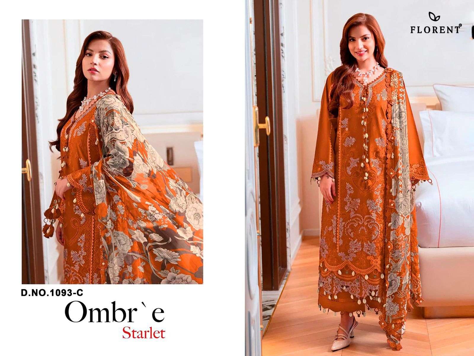 FLORENT D NO 1093 COTTON WITH HEAVY EMBROIDERY DESIGNER PAKISTANI SUIT