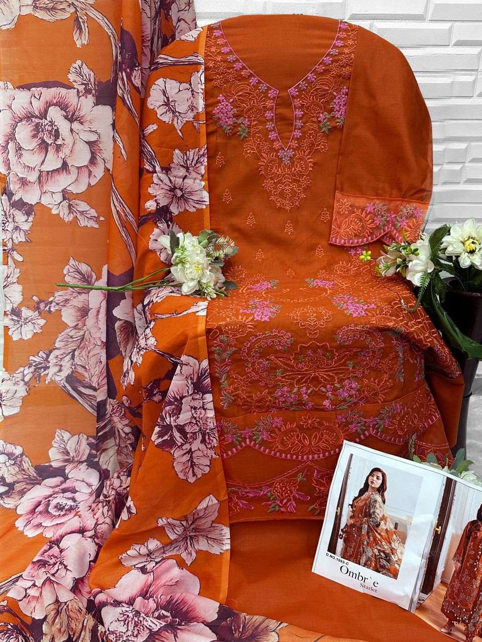 FLORENT D NO 1093 COTTON WITH HEAVY EMBROIDERY DESIGNER PAKISTANI SUIT