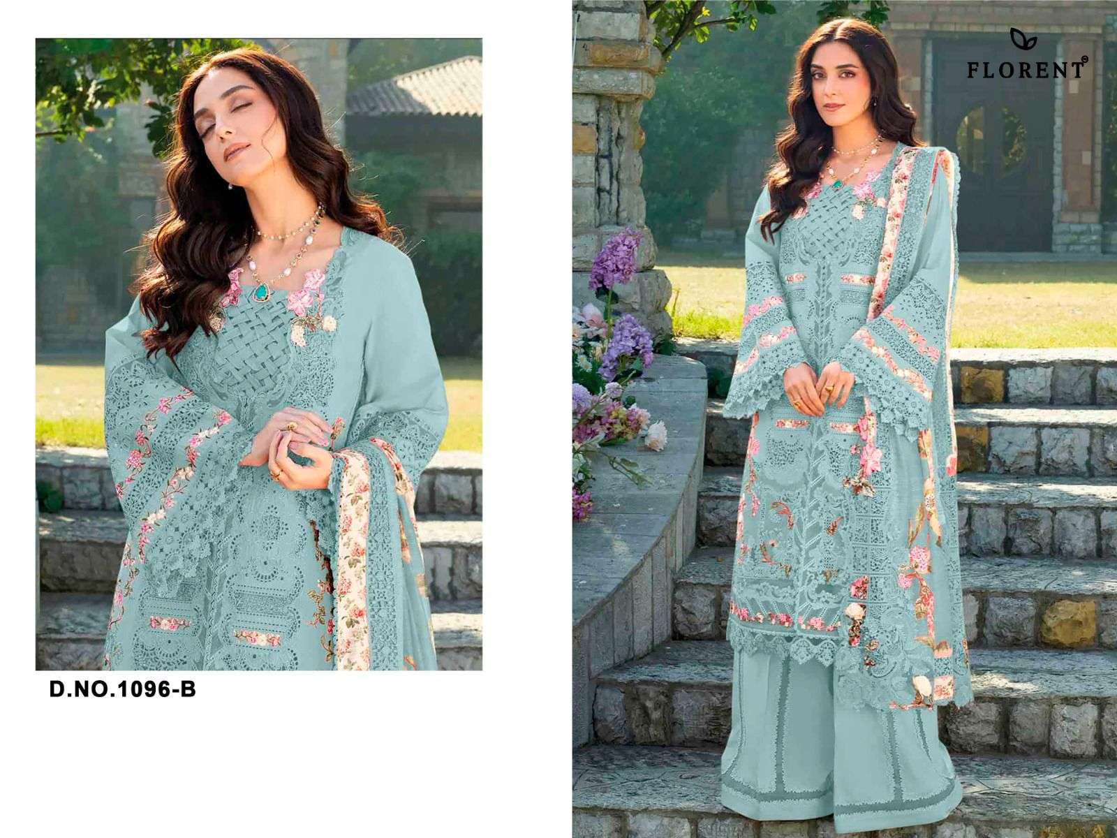 FLORENT D NO 1096 COTTON WITH HEAVY EMBROIDERY DESIGNER WORK PAKISTANI SUIT