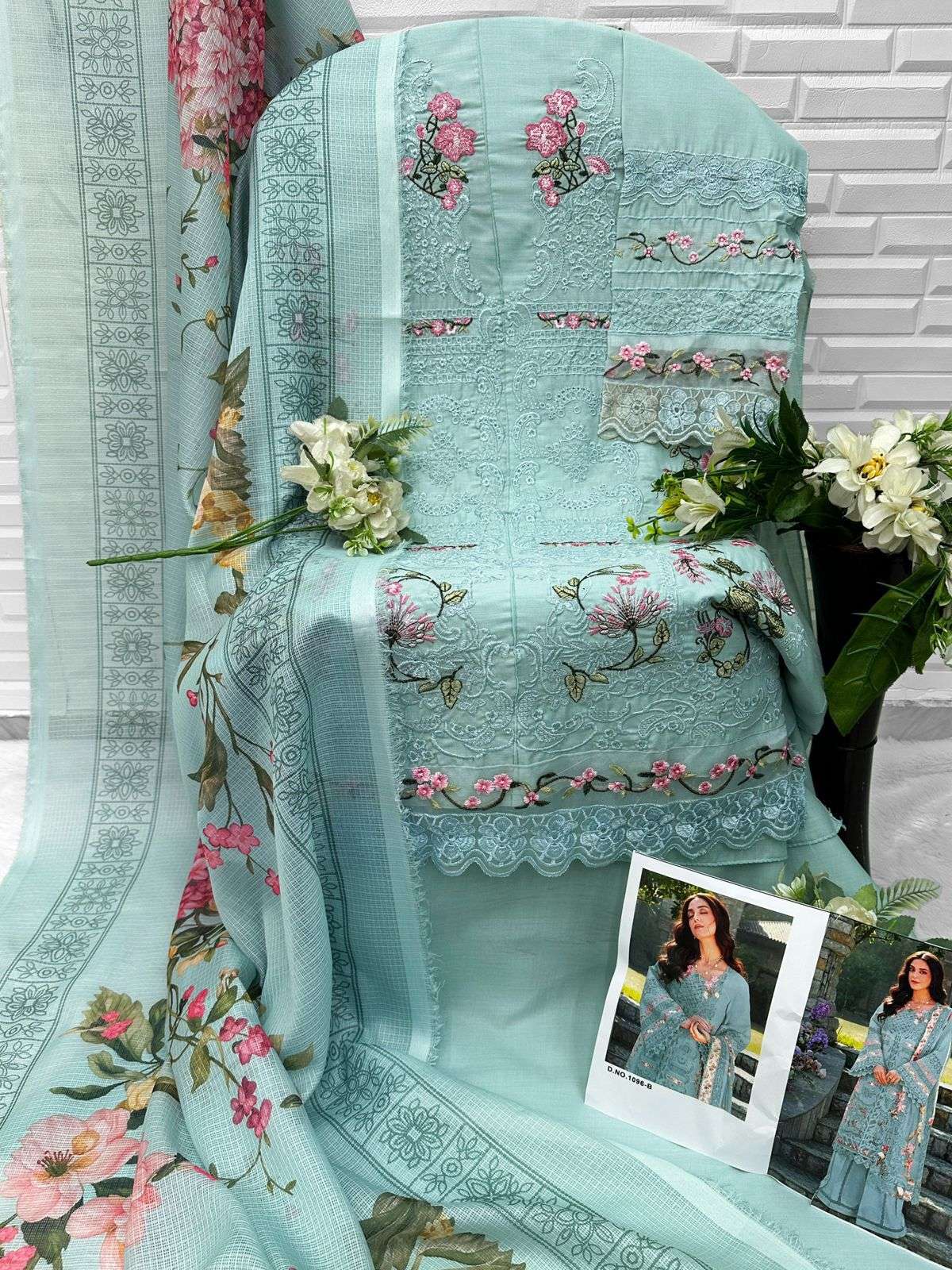 FLORENT D NO 1096 COTTON WITH HEAVY EMBROIDERY DESIGNER WORK PAKISTANI SUIT