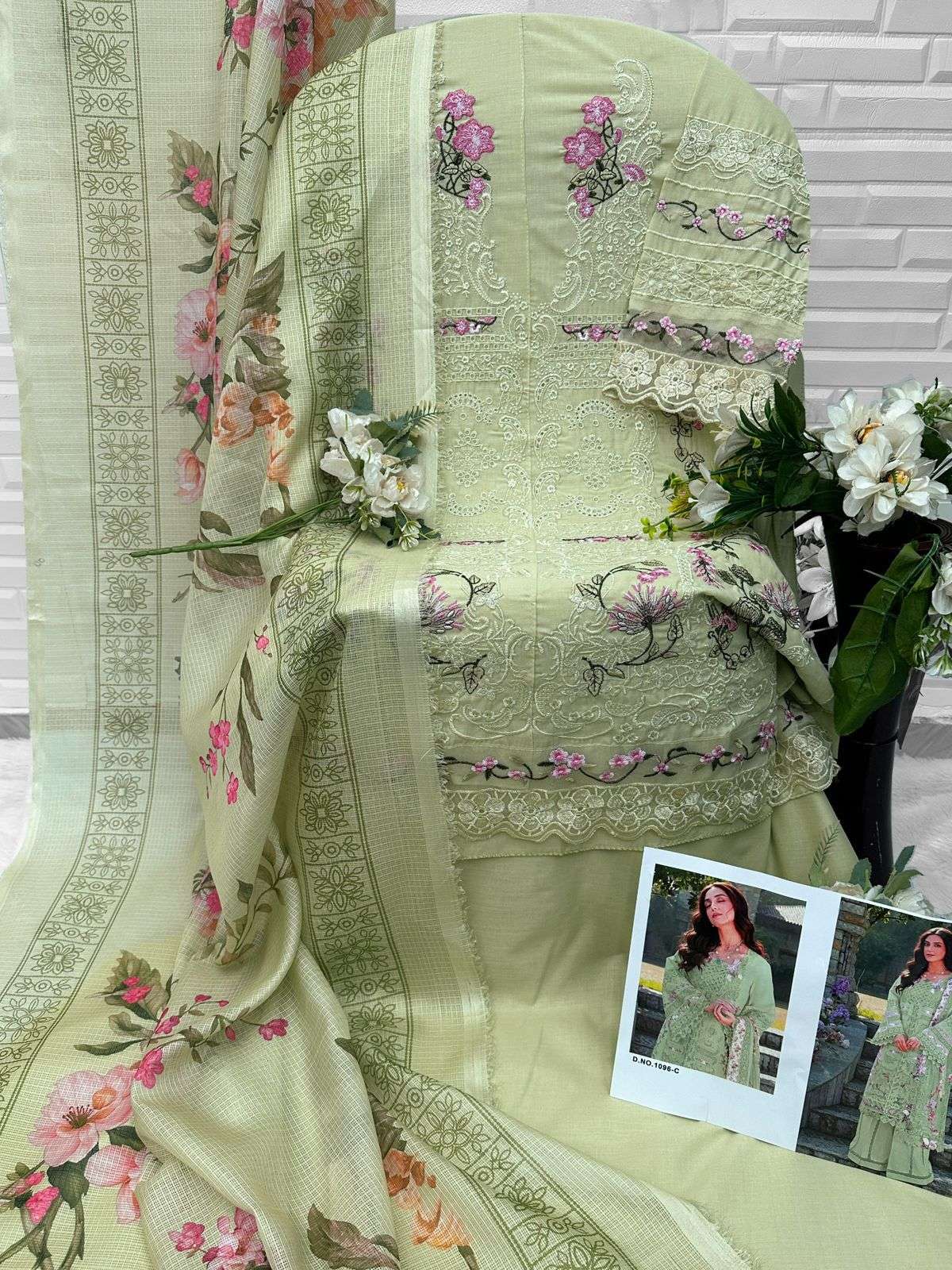 FLORENT D NO 1096 COTTON WITH HEAVY EMBROIDERY DESIGNER WORK PAKISTANI SUIT