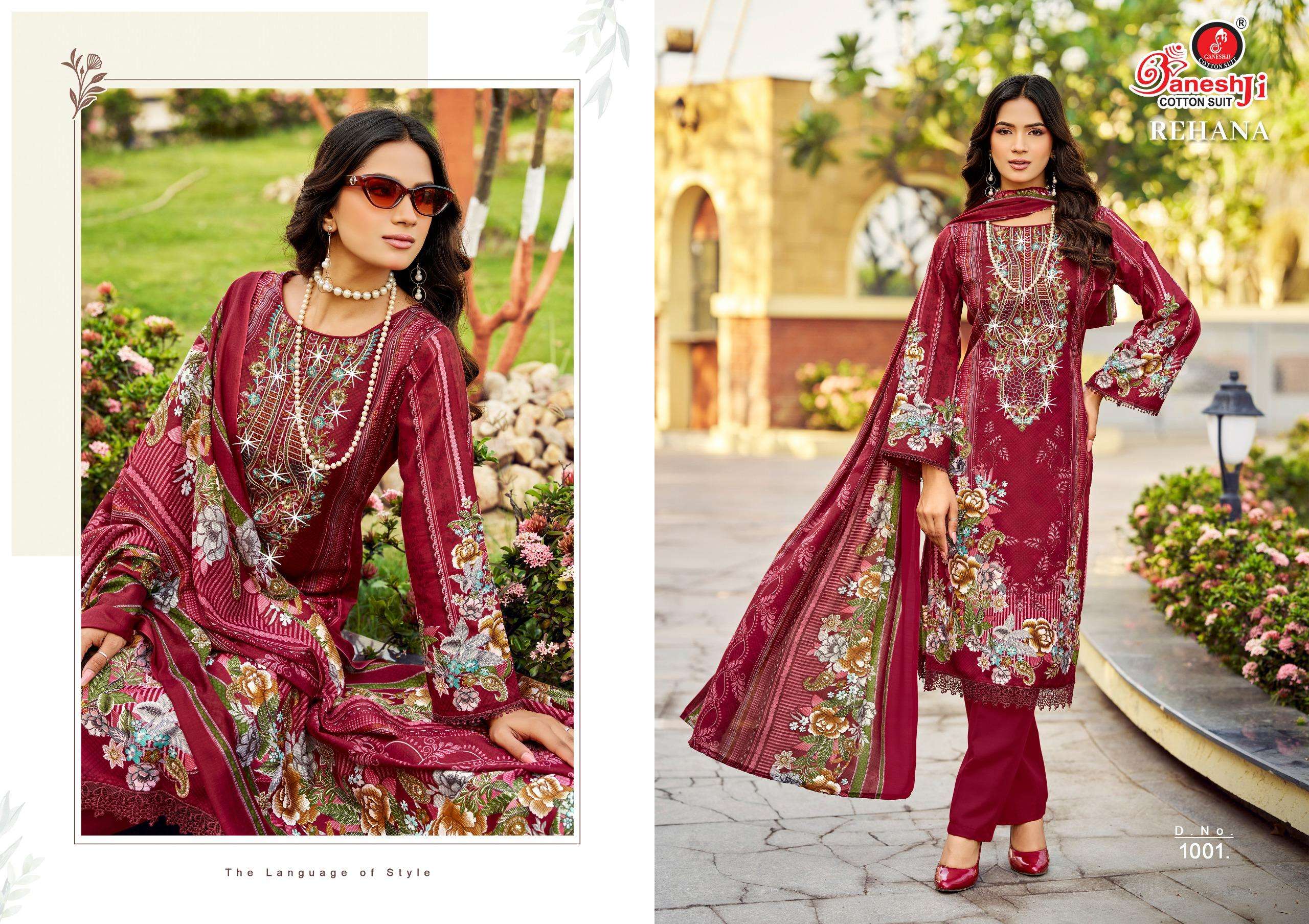GANESHJI COTTON SUIT REHANA VOL 1 COTTON FANCY WORK SUITS 