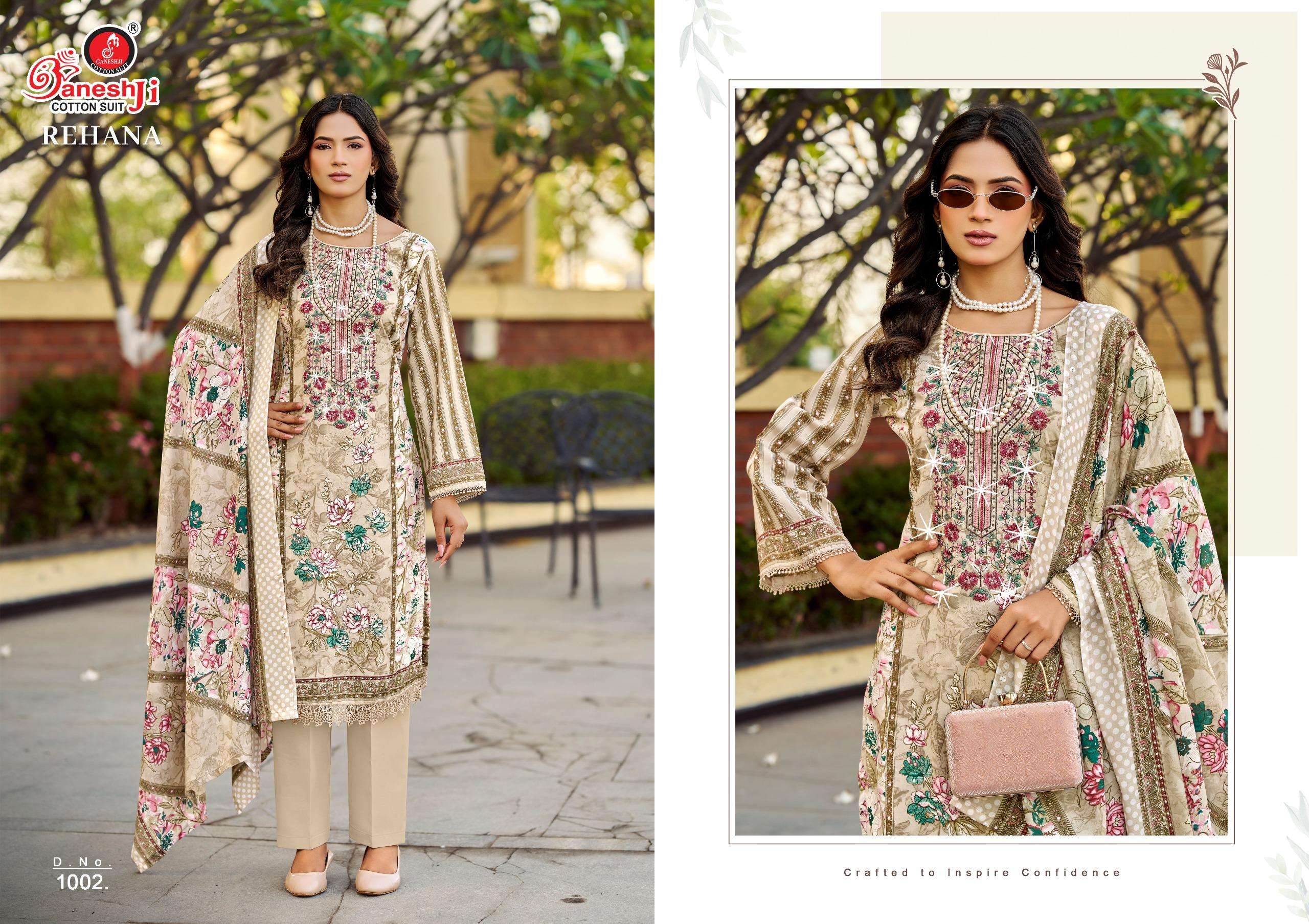 GANESHJI COTTON SUIT REHANA VOL 1 COTTON FANCY WORK SUITS 
