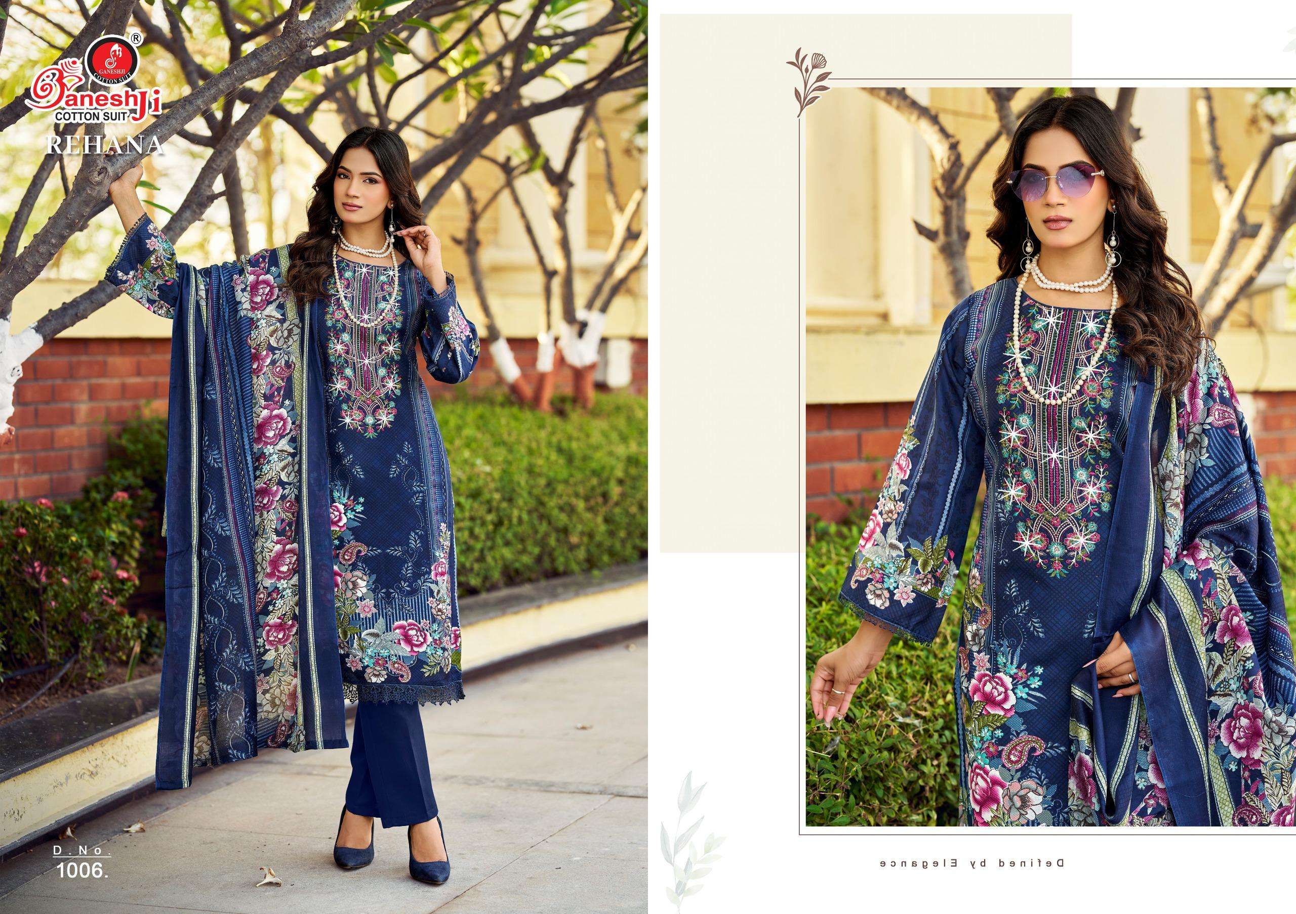 GANESHJI COTTON SUIT REHANA VOL 1 COTTON FANCY WORK SUITS 