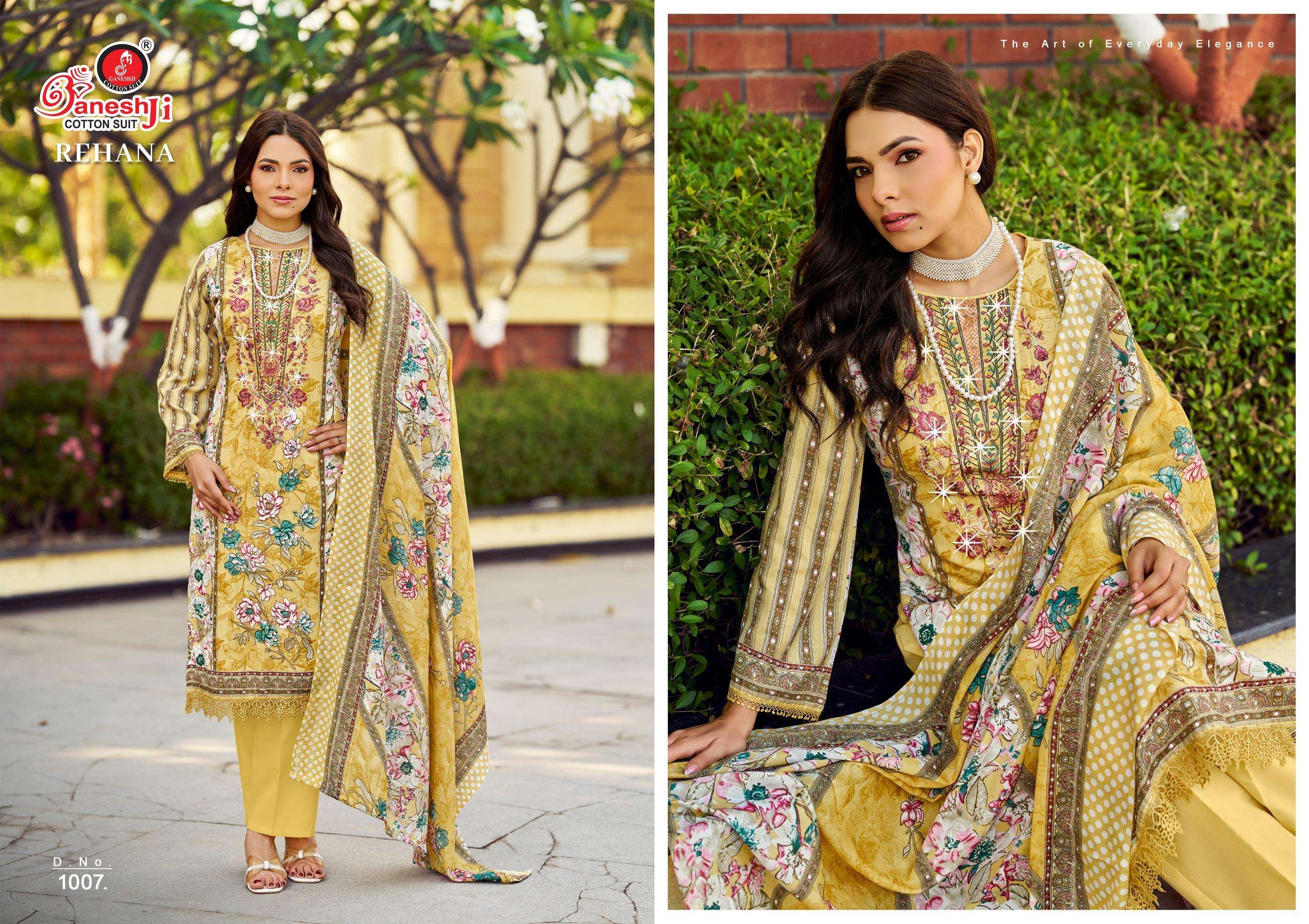 GANESHJI COTTON SUIT REHANA VOL 1 COTTON FANCY WORK SUITS 