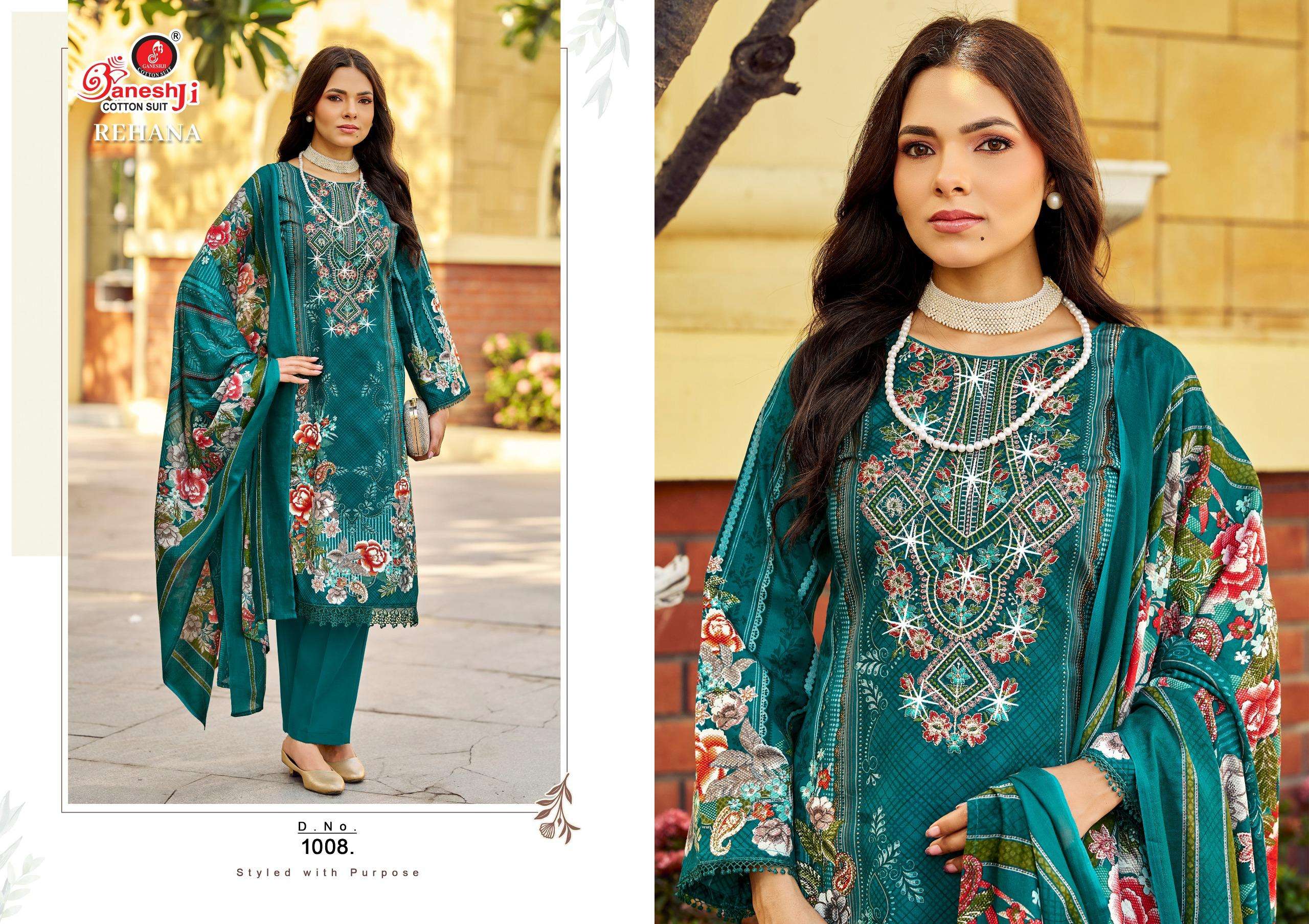 GANESHJI COTTON SUIT REHANA VOL 1 COTTON FANCY WORK SUITS 