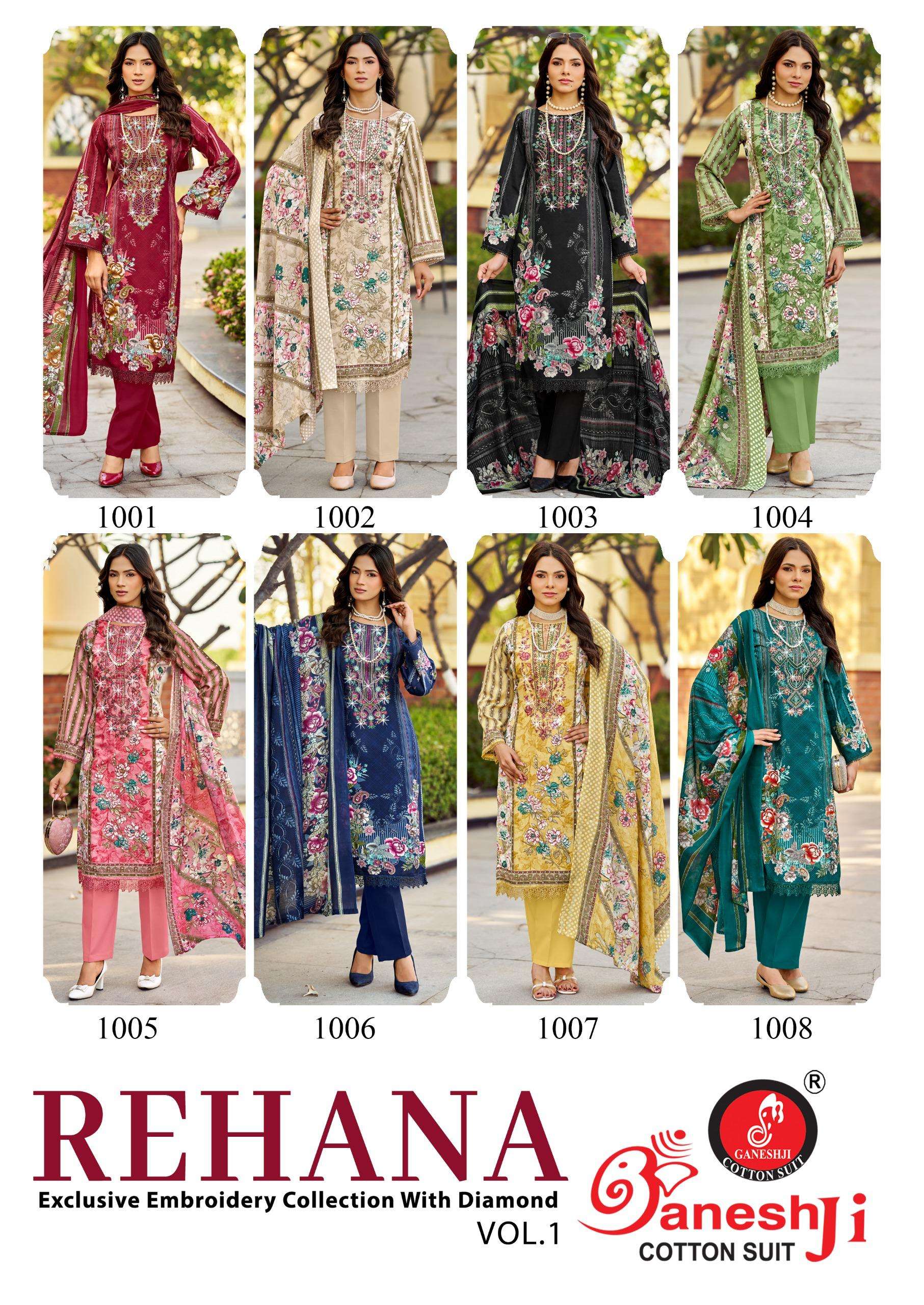 GANESHJI COTTON SUIT REHANA VOL 1 COTTON FANCY WORK SUITS 