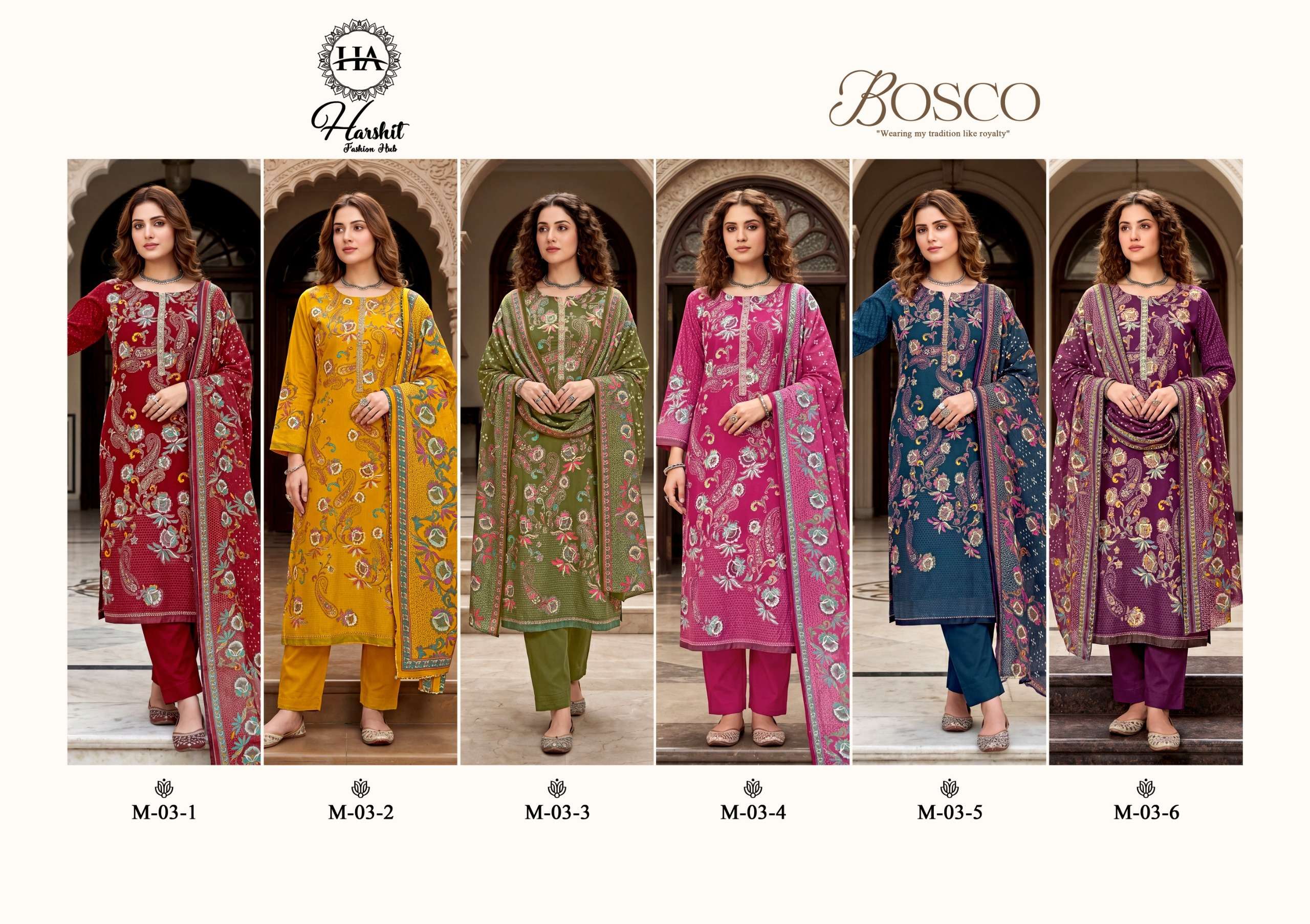 HARSHIT FASHION HUB BOSCO JAM COTTON PRINT WITH FANCY EMBROIDERY WORK SUIT