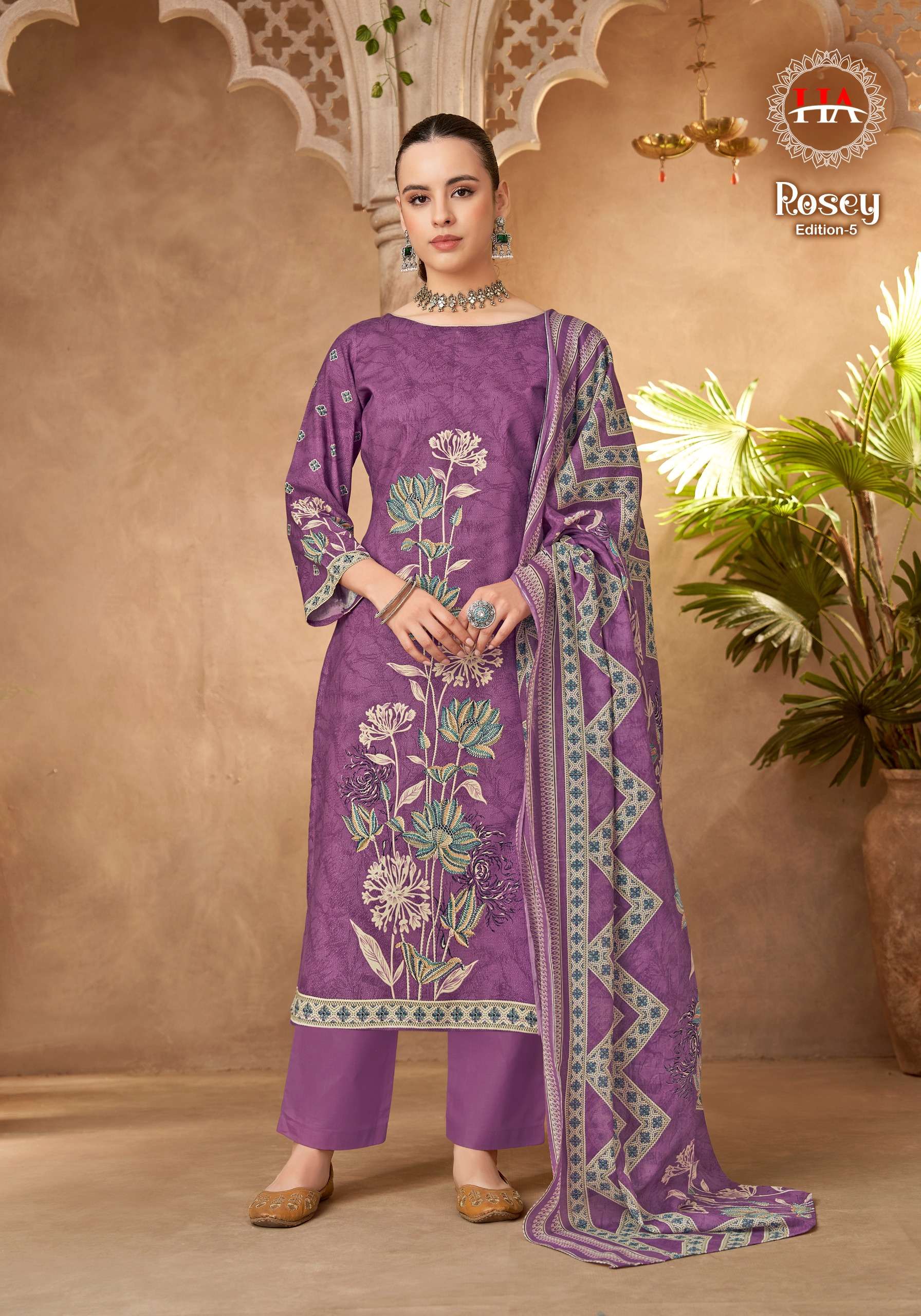 HARSHIT FASHION HUB ROSEY VOL 5 JAM COTTON PRINT WITH FANCY WORK SUIT