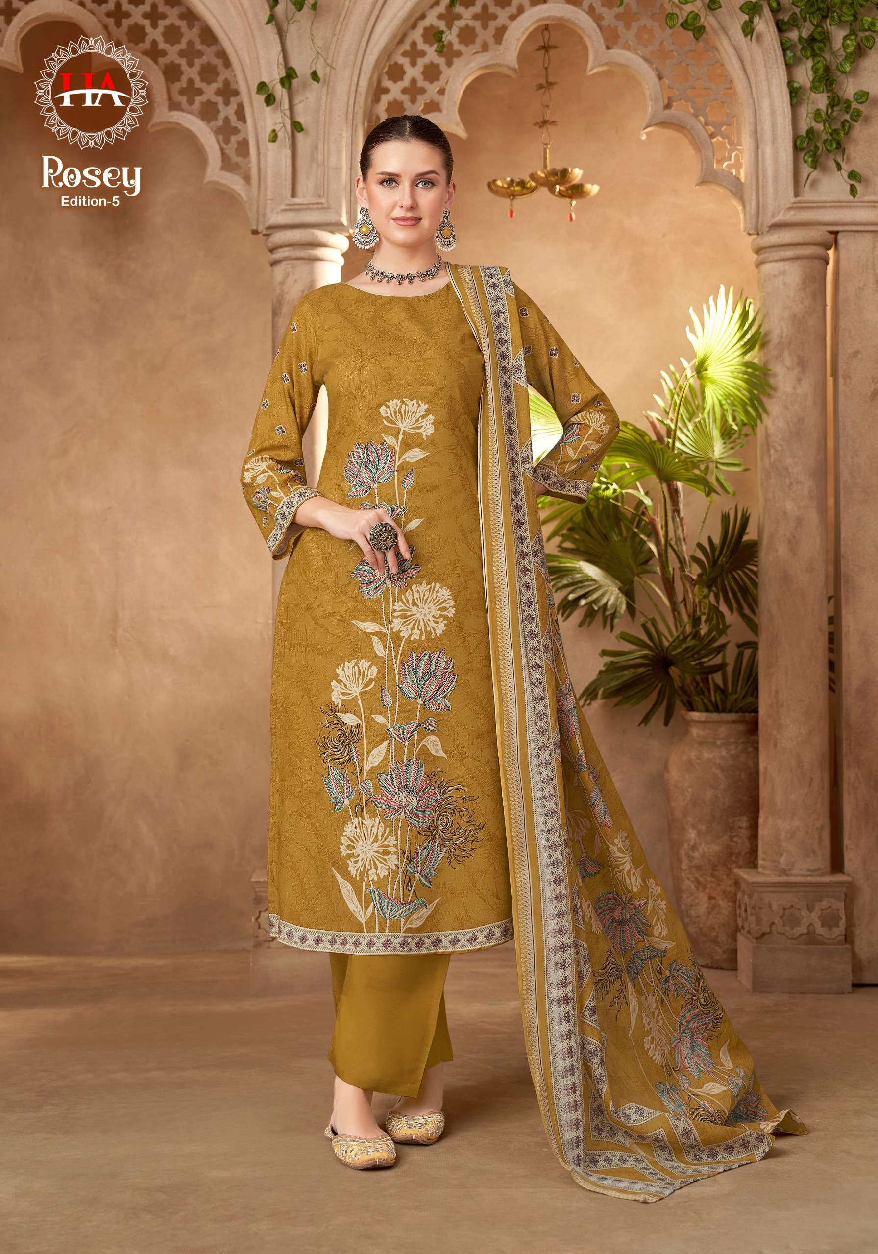HARSHIT FASHION HUB ROSEY VOL 5 JAM COTTON PRINT WITH FANCY WORK SUIT