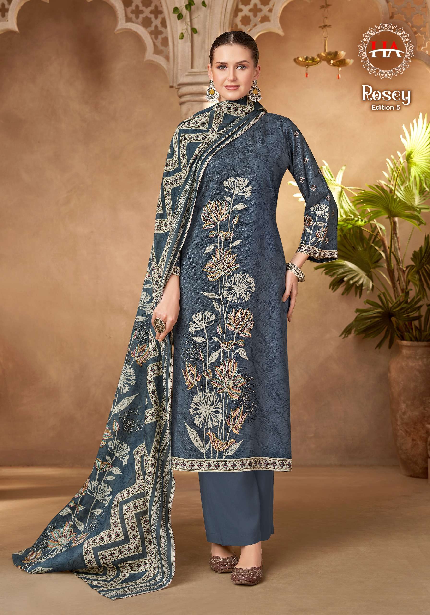 HARSHIT FASHION HUB ROSEY VOL 5 JAM COTTON PRINT WITH FANCY WORK SUIT