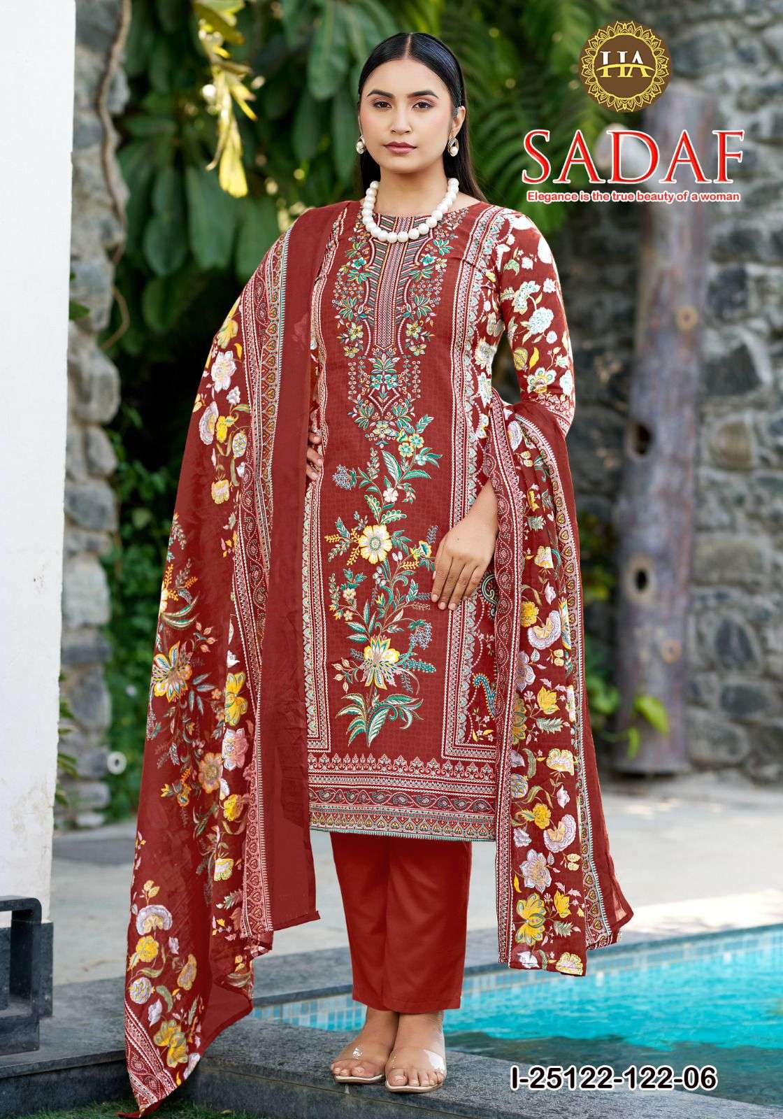 HARSHIT FASHION HUB SADAF COTTON DIGITAL PRINT WITH FANCY WORK SUIT