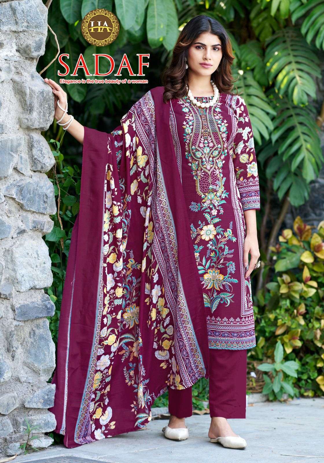 HARSHIT FASHION HUB SADAF COTTON DIGITAL PRINT WITH FANCY WORK SUIT